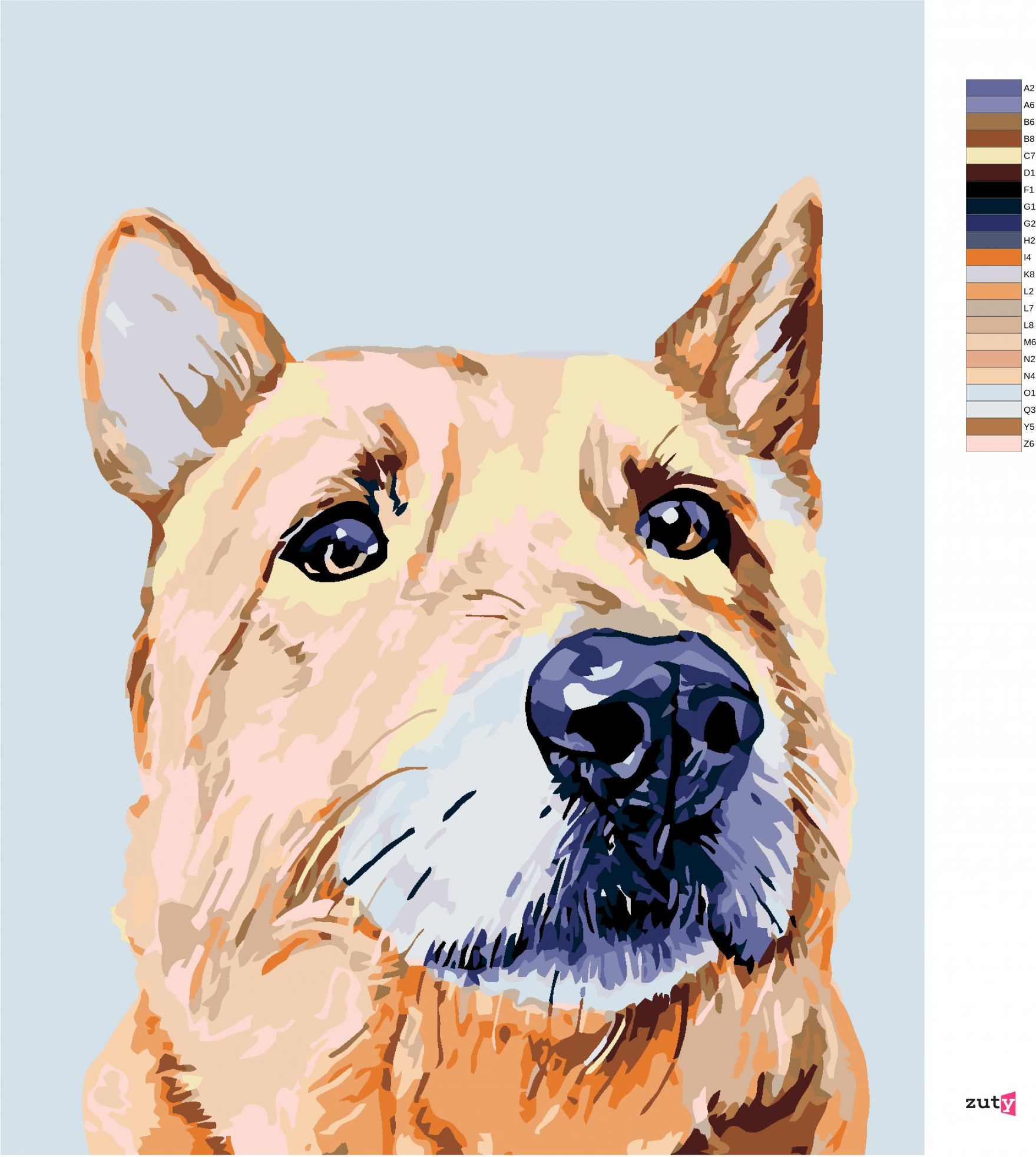 zuty Malování podle čísel - SMUTNÝ PES - Rozměr: 40x50 cm, Rámování: Varianta: bez rámu a bez vypnutí plátna - obrázek 8