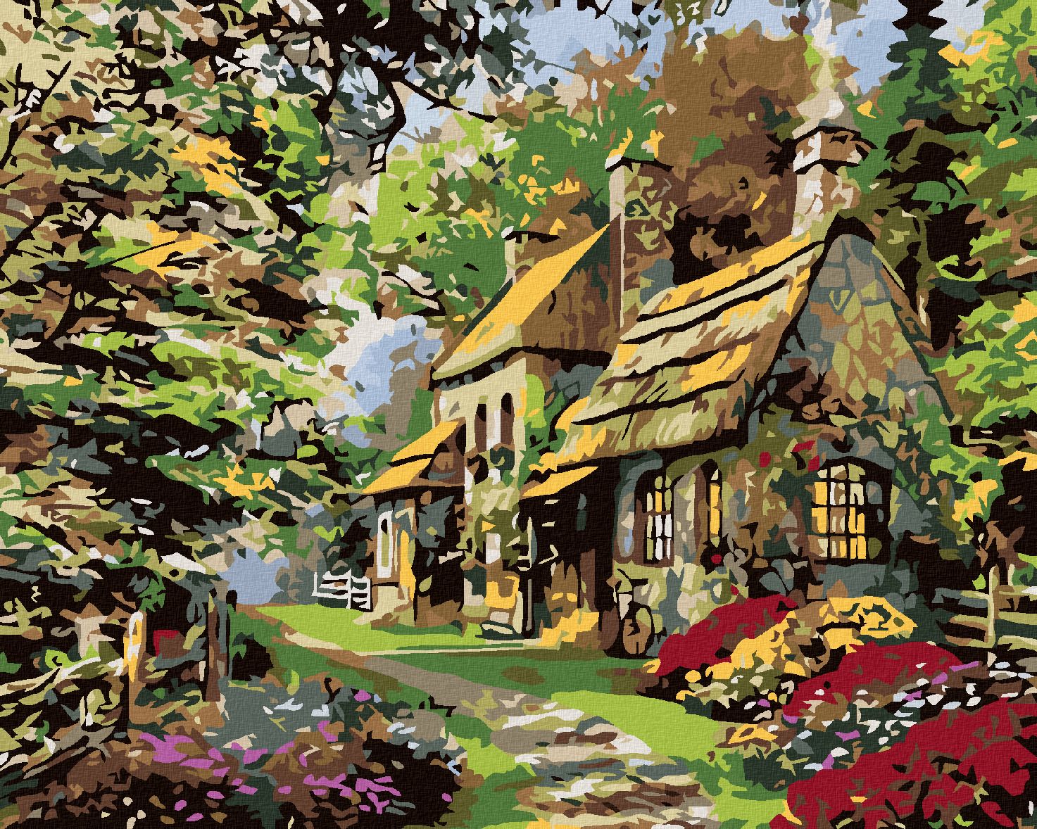 zuty Malování podle čísel - POHÁDKOVÁ CHALOUPKA - Rozměr: 40x50 cm, Rámování: Varianta: bez rámu a bez vypnutí plátna - obrázek 1