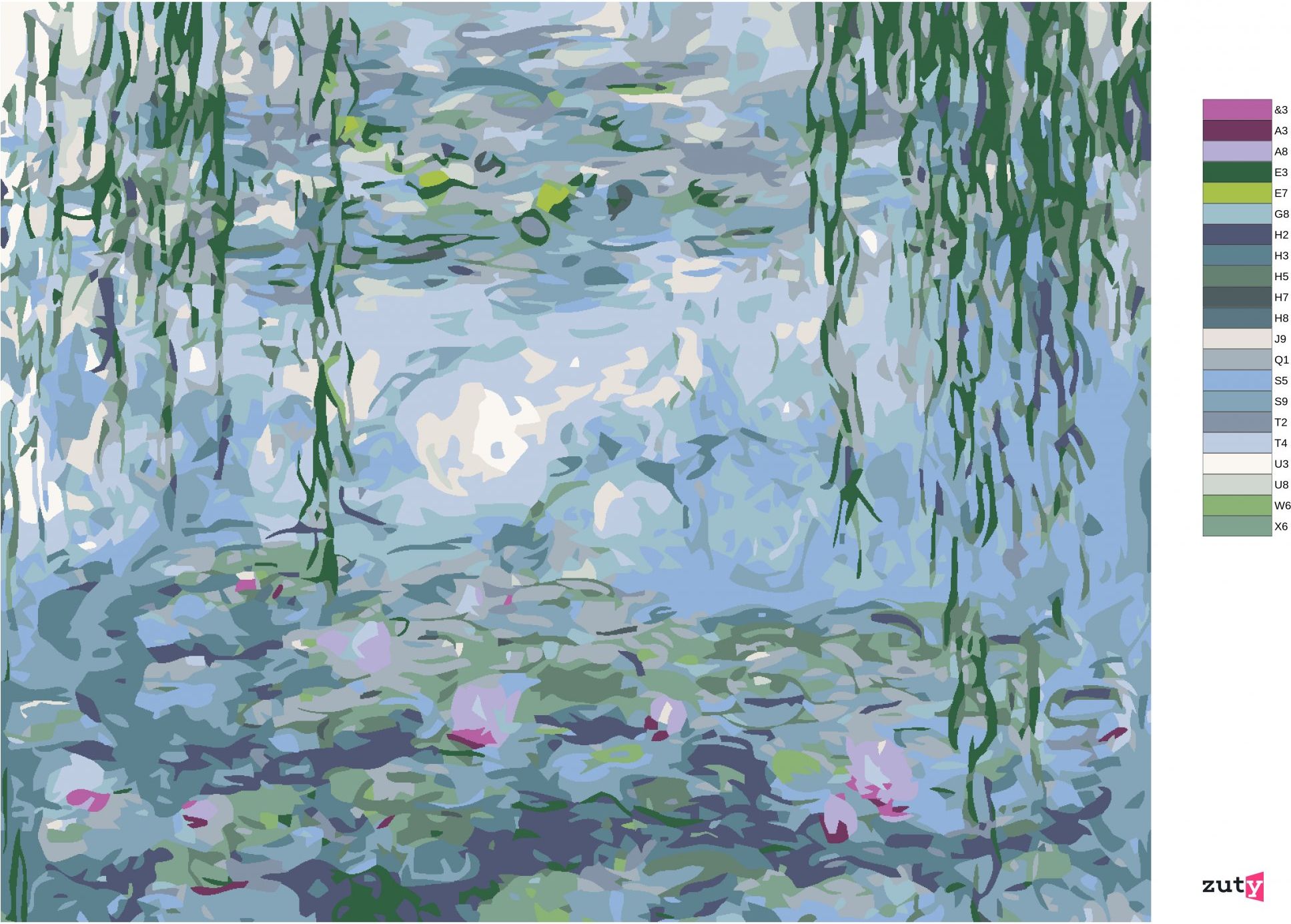zuty Malování podle čísel - LEKNÍNY (C.MONET) - Rozměr: 40x50 cm, Rámování: Varianta: vypnuté plátno na rám - obrázek 2