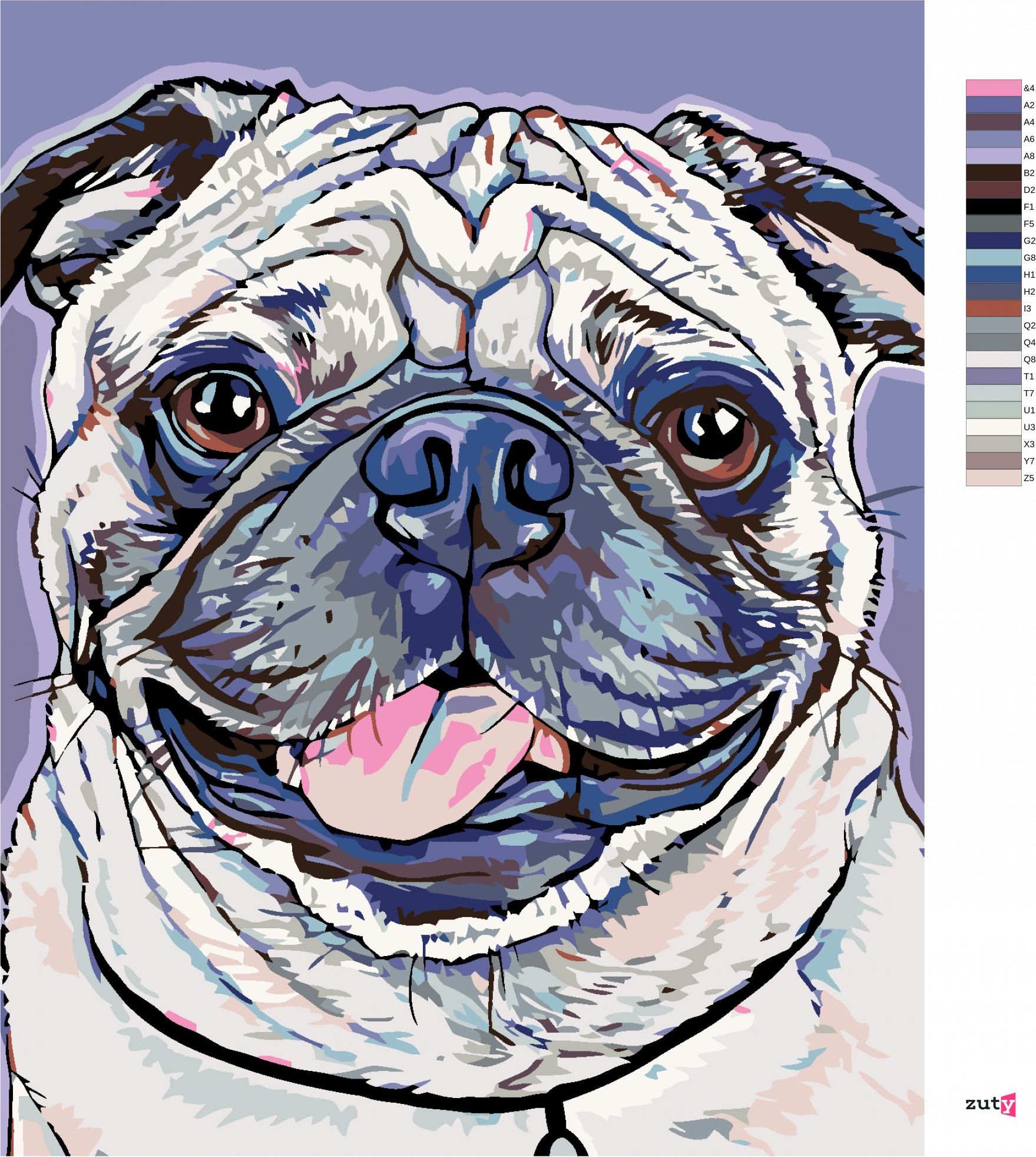 zuty Malování podle čísel - MOPSÍK - Rozměr: 40x50 cm, Rámování: Varianta: vypnuté plátno na rám - obrázek 5
