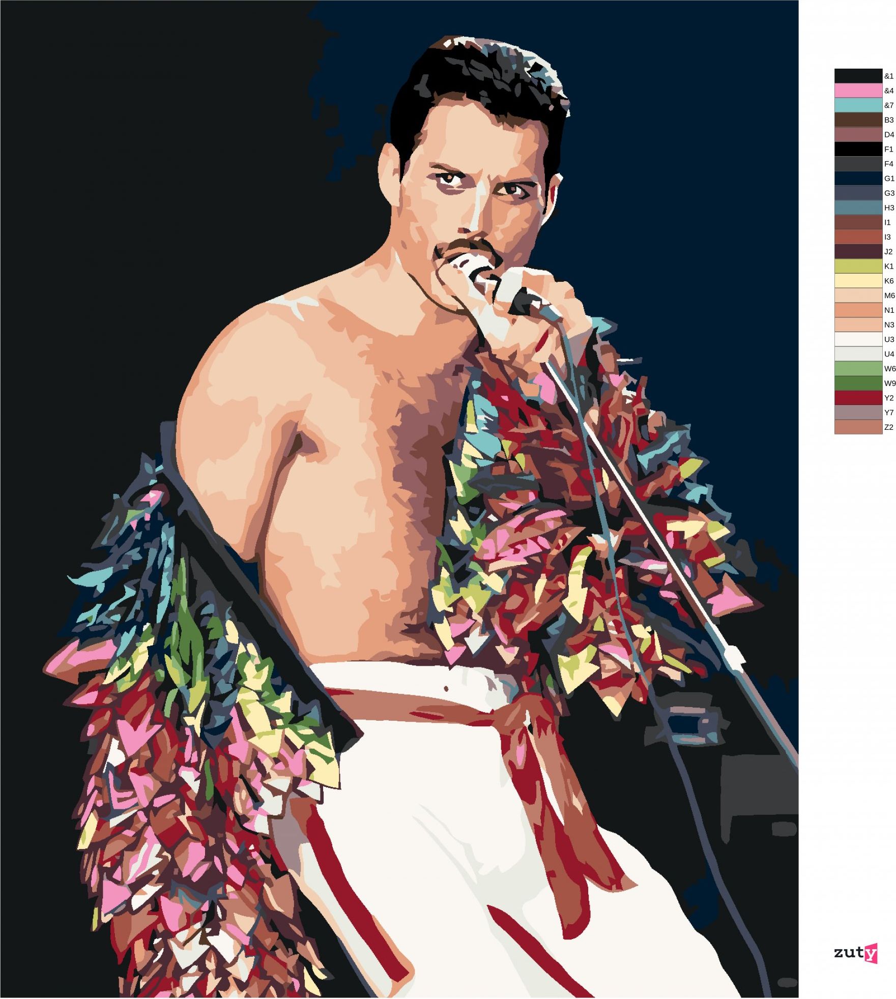 zuty Malování podle čísel - FREDDIE MERCURY - Rozměr: 40x50 cm, Rámování: Varianta: vypnuté plátno na rám - obrázek 4