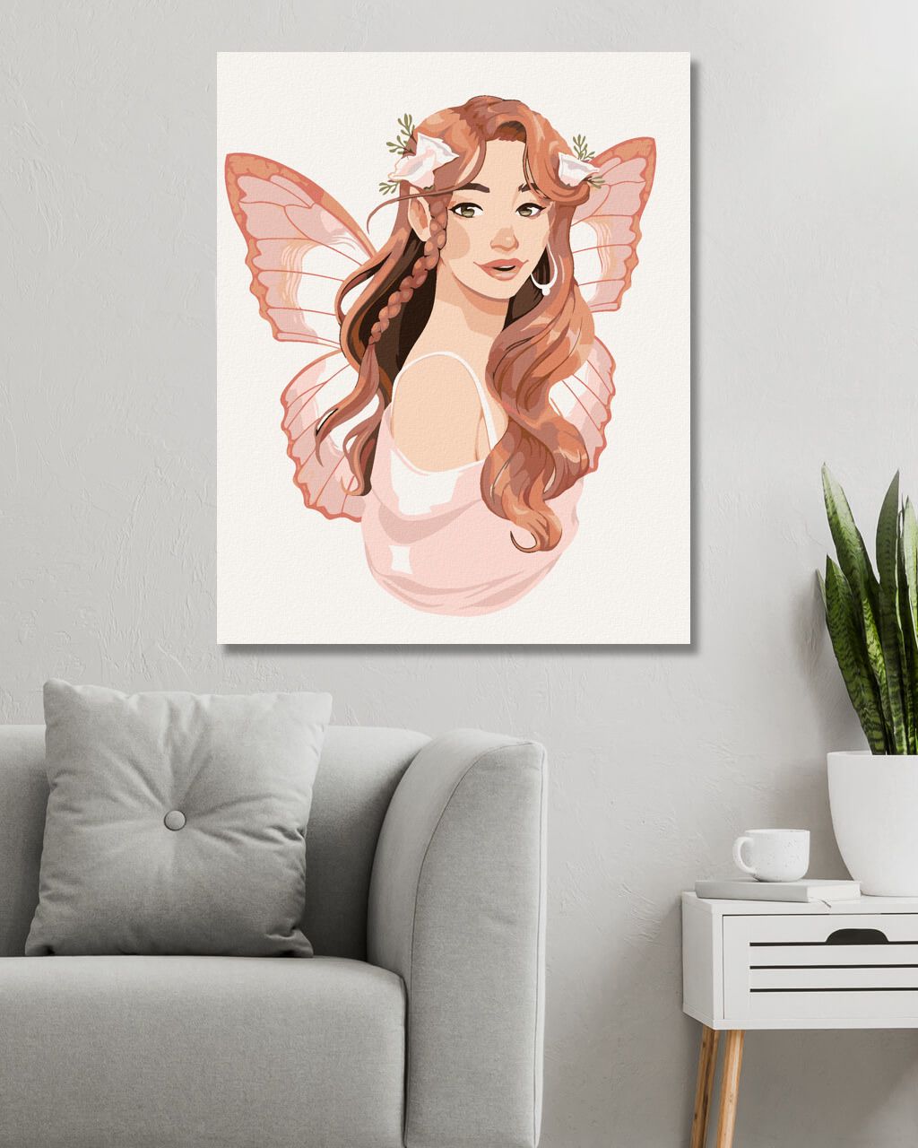zuty Malování podle čísel - RŮŽOVÁ ŽENA S MOTÝLÍMI KŘÍDLY - Rozměr: 40x50 cm, Rámování: Varianta: vypnuté plátno na rám - obrázek 2