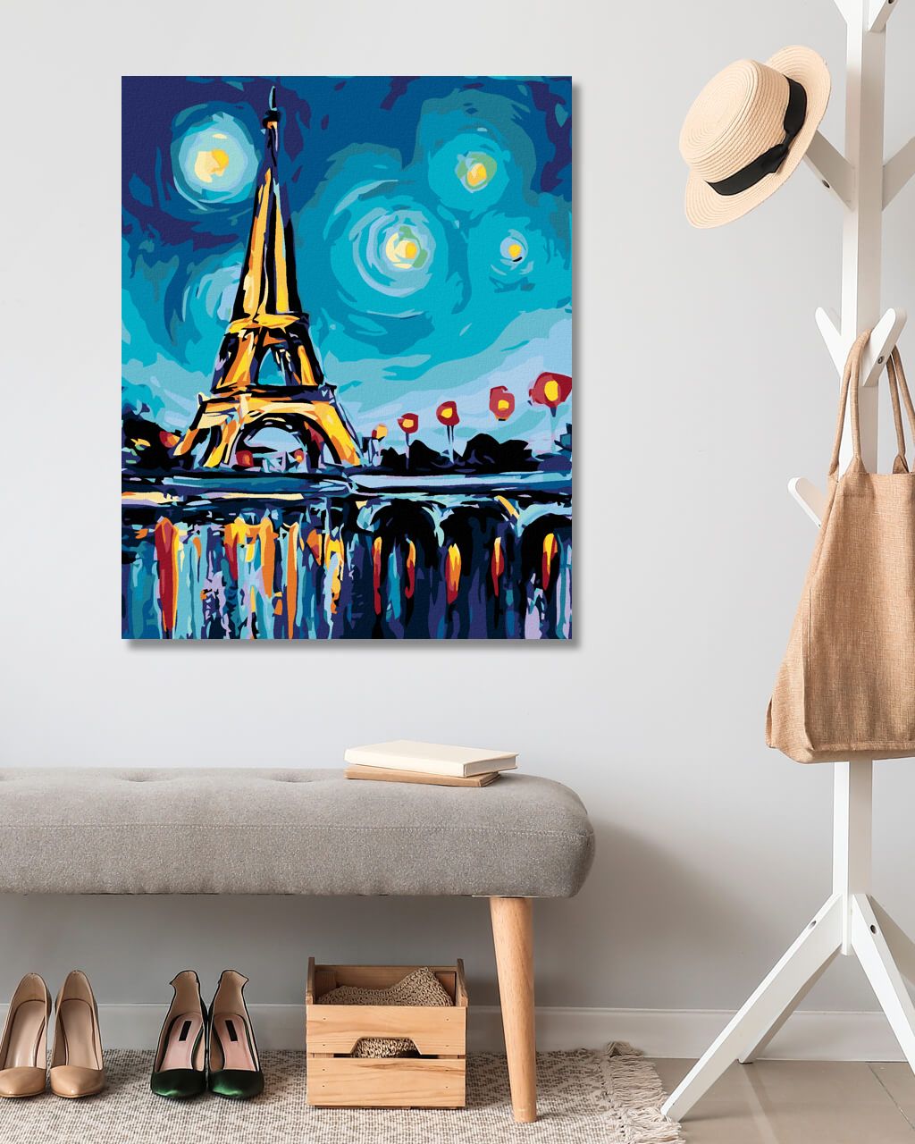 zuty Malování podle čísel - EIFFELOVKA S HVĚZDAMI - Rozměr: 40x50 cm, Rámování: Varianta: bez rámu a bez vypnutí plátna - obrázek 8