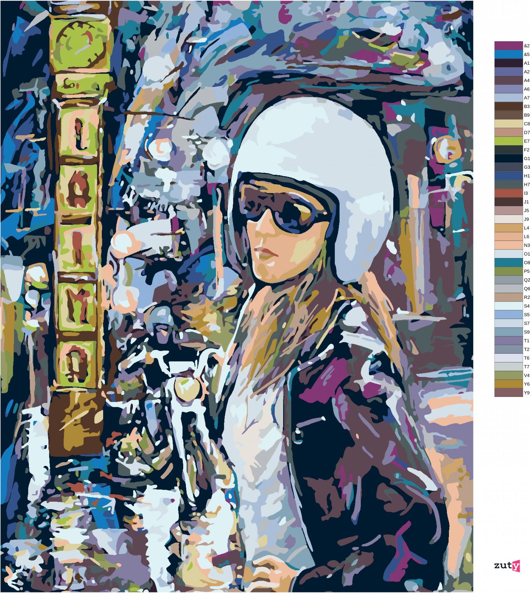 zuty Malování podle čísel - MOTORKÁŘKA VE MĚSTĚ - Rozměr: 40x50 cm, Rámování: Varianta: bez rámu a bez vypnutí plátna - obrázek 4