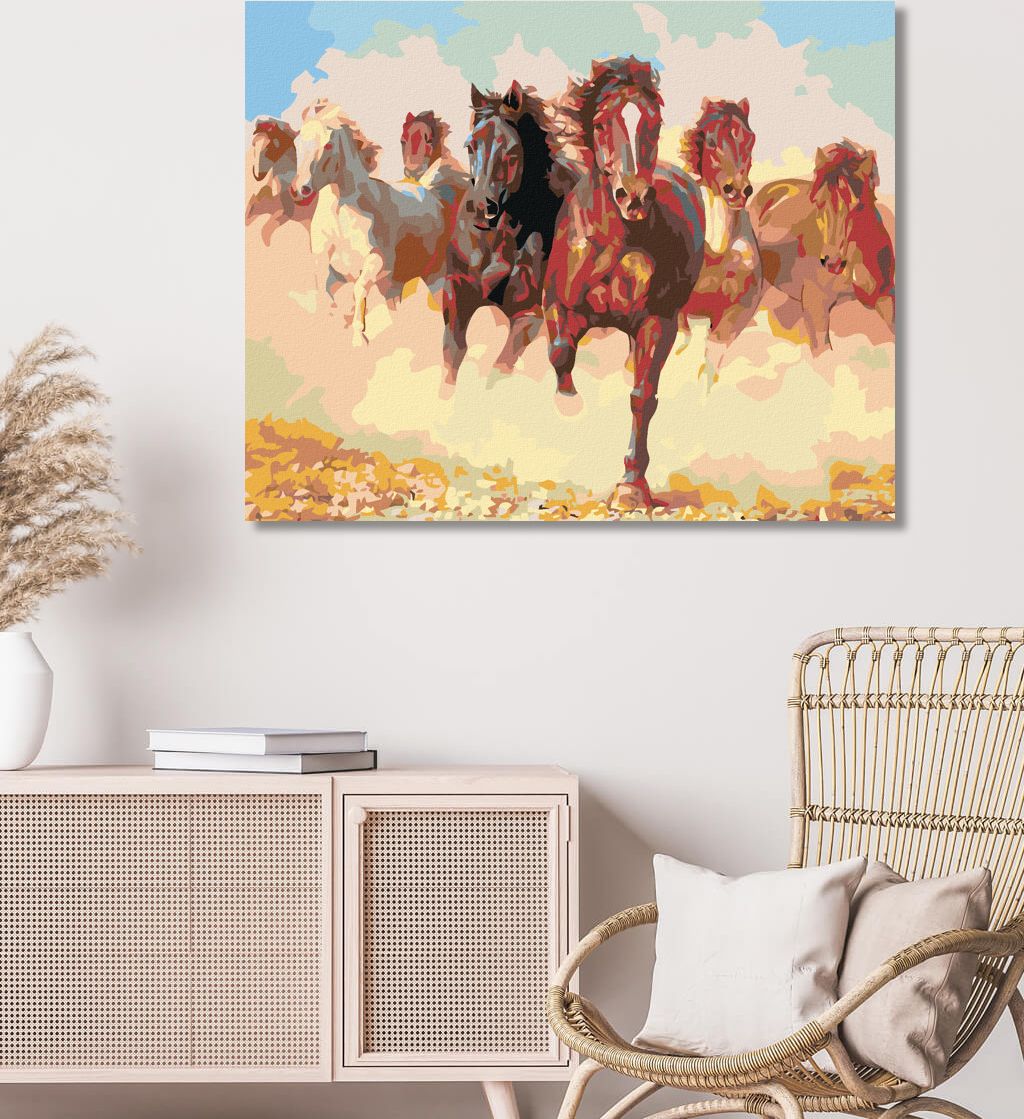 zuty Malování podle čísel - STÁDO KONÍ - Rozměr: 40x50 cm, Rámování: Varianta: bez rámu a bez vypnutí plátna - obrázek 10