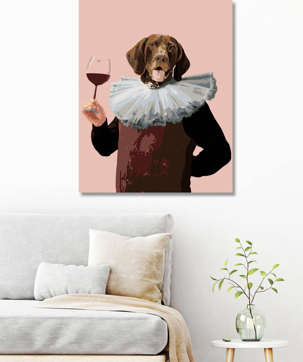 zuty Malování podle čísel - KRÁLOVSKÝ PES A SKLENKA VÍNA - Rozměr: 40x50 cm, Rámování: Varianta: vypnuté plátno na rám - obrázek 7