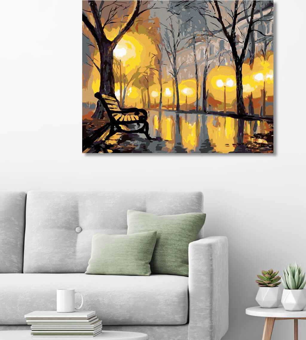 zuty Malování podle čísel - PODZIMNÍ PARK A LAVIČKA - Rozměr: 40x50 cm, Rámování: Varianta: vypnuté plátno na rám - obrázek 9