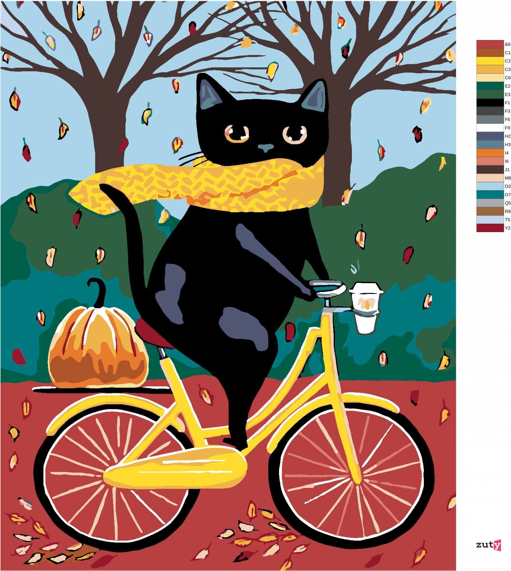 zuty Malování podle čísel - ČERNÁ KOČKA A ŽLUTÉ KOLO - Rozměr: 40x50 cm, Rámování: Varianta: vypnuté plátno na rám - obrázek 4