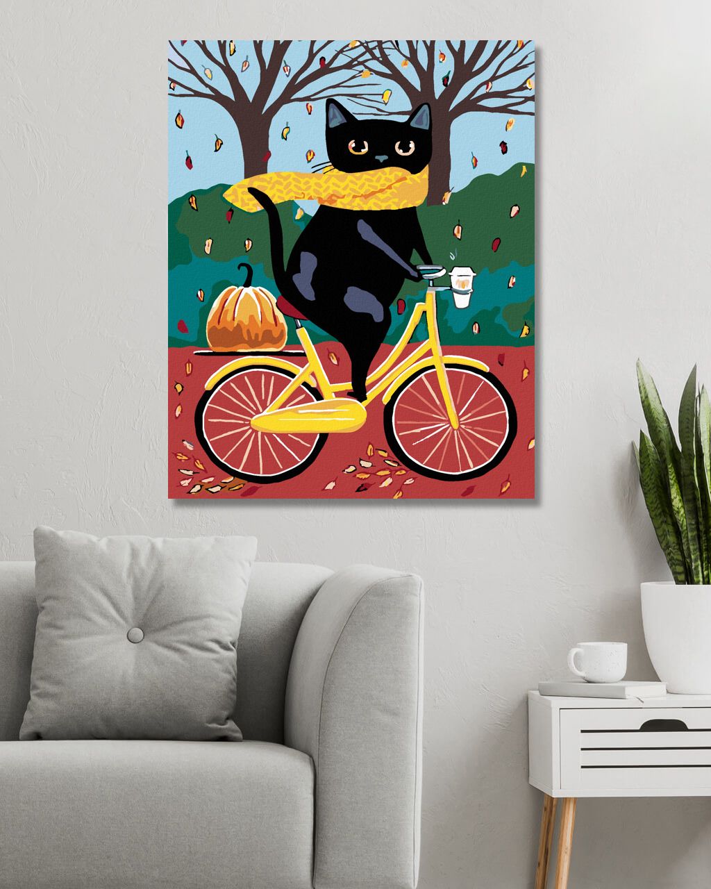 zuty Malování podle čísel - ČERNÁ KOČKA A ŽLUTÉ KOLO - Rozměr: 40x50 cm, Rámování: Varianta: vypnuté plátno na rám - obrázek 7