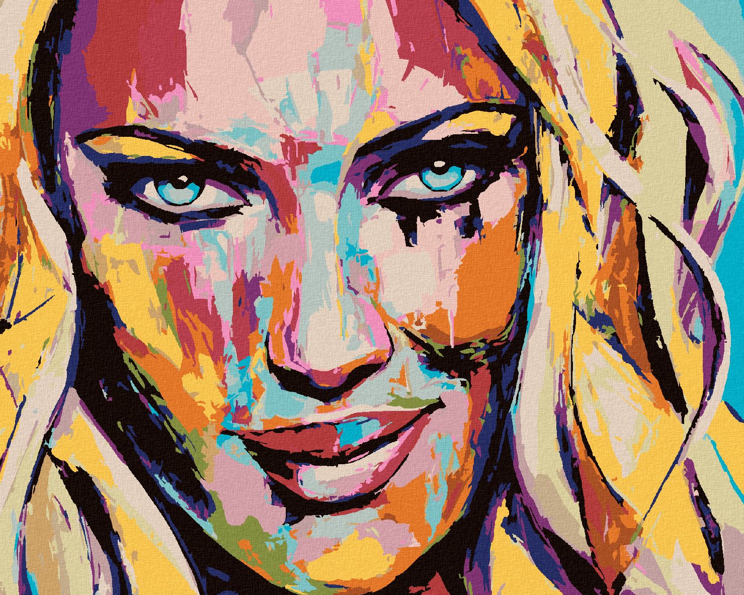 zuty Malování podle čísel - PORTRÉT BAREVNÁ ŽENA II - Rozměr: 40x50 cm, Rámování: Varianta: vypnuté plátno na rám - obrázek 1