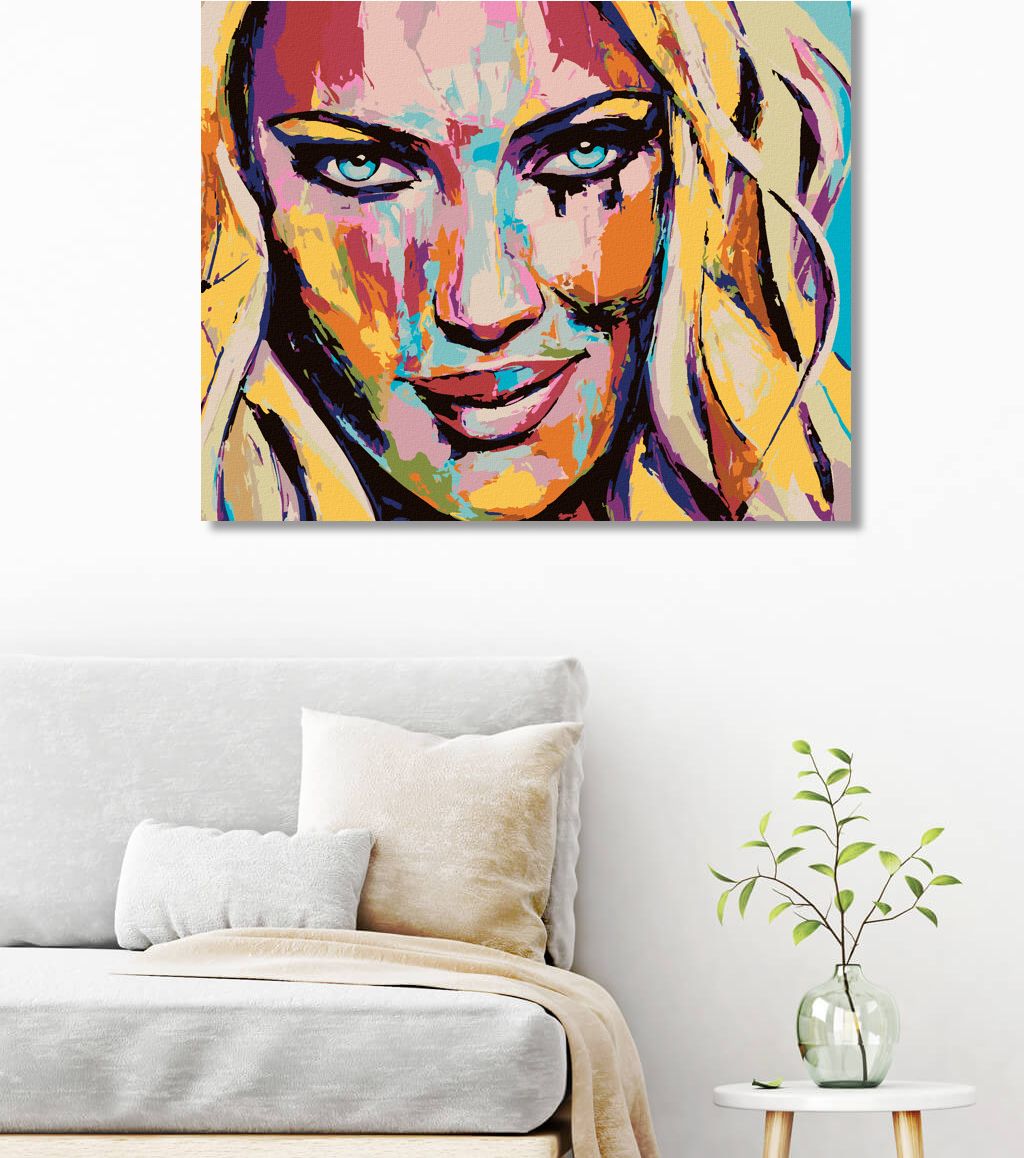 zuty Malování podle čísel - PORTRÉT BAREVNÁ ŽENA II - Rozměr: 40x50 cm, Rámování: Varianta: vypnuté plátno na rám - obrázek 2