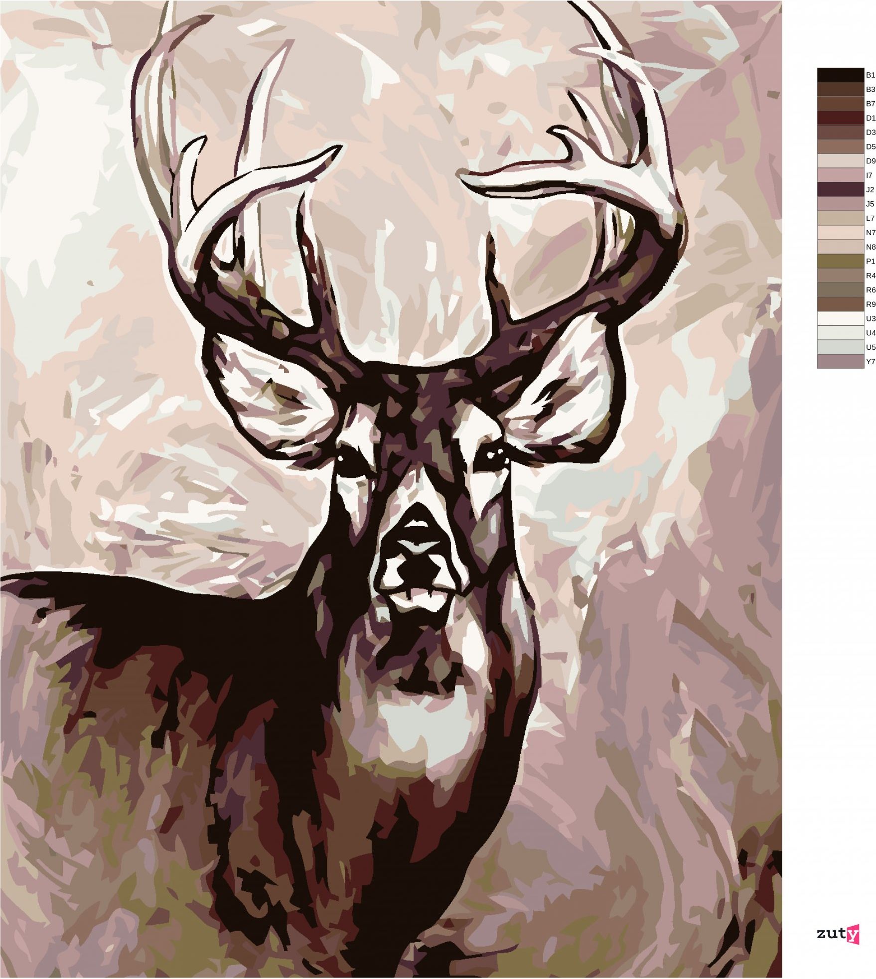 zuty Malování podle čísel - JELEN S VELKÝMI PAROHY - Rozměr: 40x50 cm, Rámování: Varianta: bez rámu a bez vypnutí plátna - obrázek 6