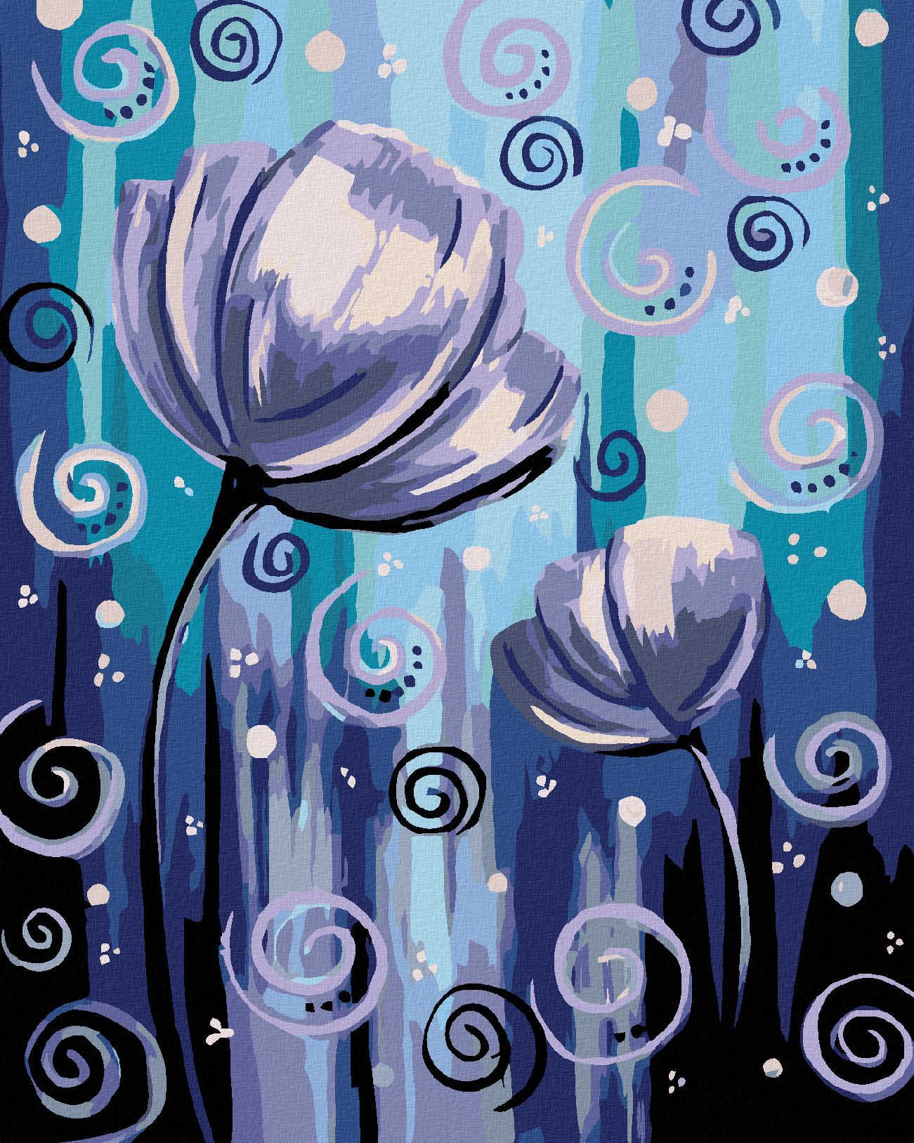 zuty Malování podle čísel - KVĚTINY A SPIRÁLKY - Rozměr: 40x50 cm, Rámování: Varianta: bez rámu a bez vypnutí plátna - obrázek 1
