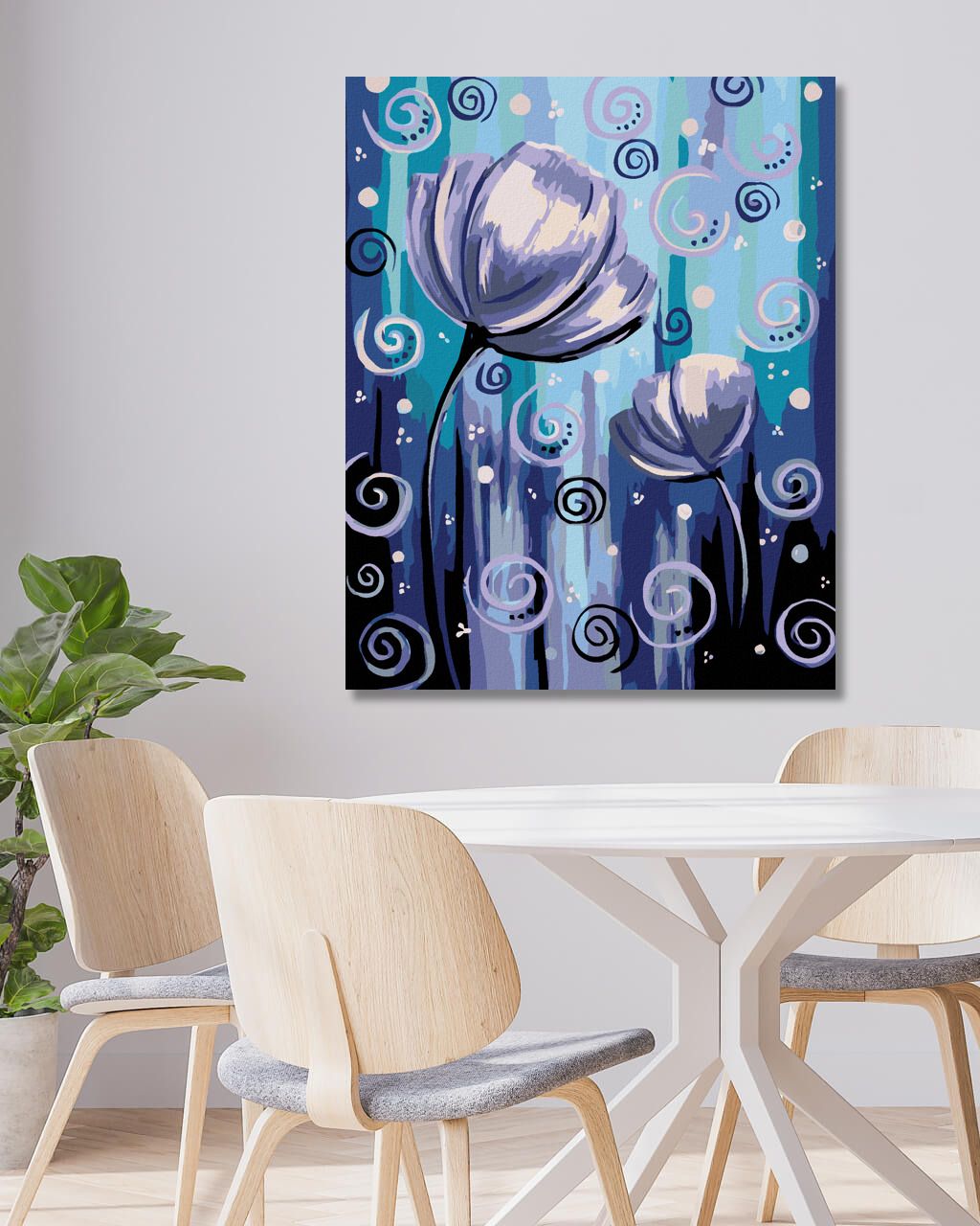 zuty Malování podle čísel - KVĚTINY A SPIRÁLKY - Rozměr: 40x50 cm, Rámování: Varianta: bez rámu a bez vypnutí plátna - obrázek 2