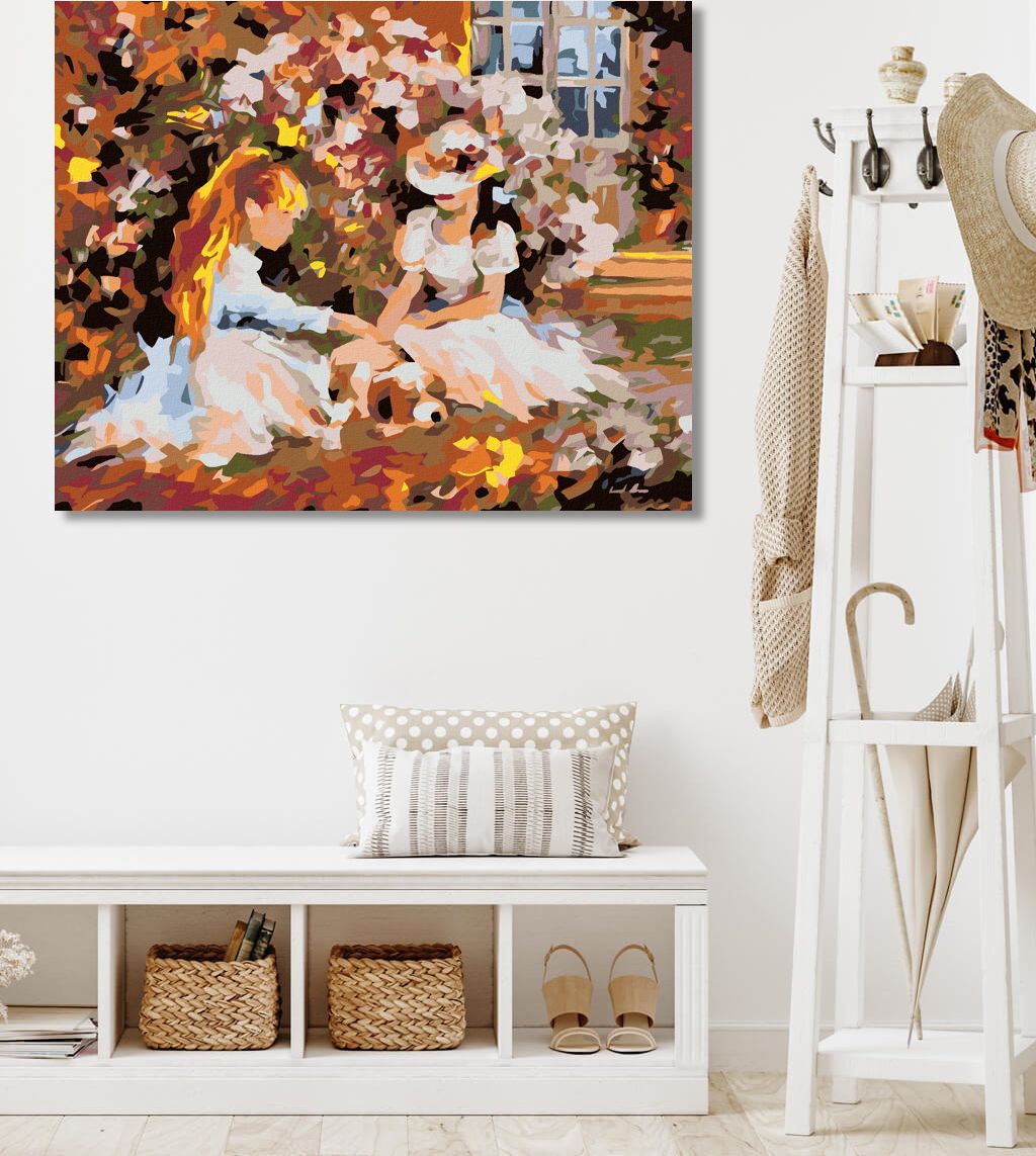 zuty Malování podle čísel - DÍVKY V ZAHRADĚ A ŠTĚNĚ - Rozměr: 40x50 cm, Rámování: Varianta: bez rámu a bez vypnutí plátna - obrázek 4
