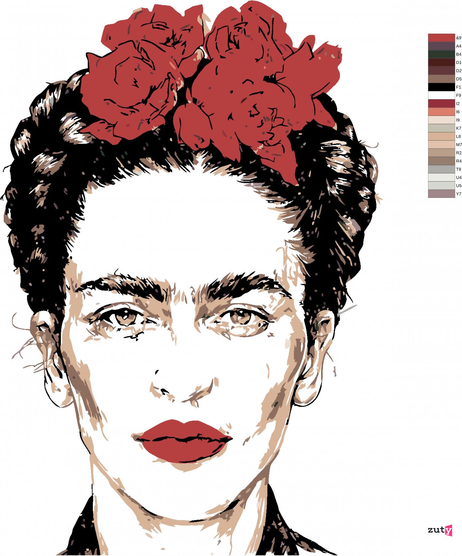zuty Malování podle čísel - FRIDA KAHLO - Rozměr: 40x50 cm, Rámování: Varianta: vypnuté plátno na rám - obrázek 4