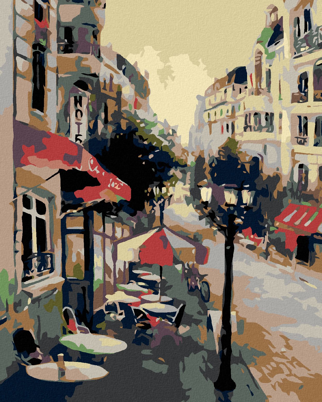 zuty Malování podle čísel - SEZENÍ PŘED HOTELEM - Rozměr: 40x50 cm, Rámování: Varianta: vypnuté plátno na rám - obrázek 1