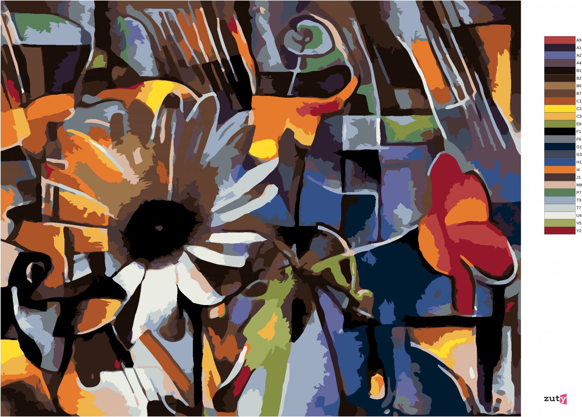 zuty Malování podle čísel - KVĚTINY V KUBISTICKÉM STYLU - Rozměr: 40x50 cm, Rámování: Varianta: vypnuté plátno na rám - obrázek 10