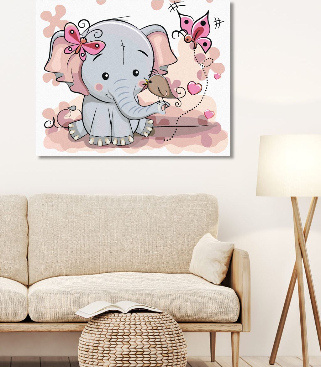 zuty Malování podle čísel - MALÝ SLON S MOTÝLI - Rozměr: 40x50 cm, Rámování: Varianta: vypnuté plátno na rám - obrázek 10