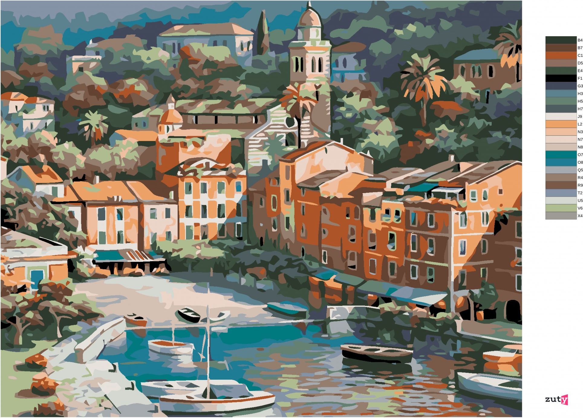 zuty Malování podle čísel - MALÉ ITALSKÉ MĚSTEČKO - Rozměr: 40x50 cm, Rámování: Varianta: bez rámu a bez vypnutí plátna - obrázek 2