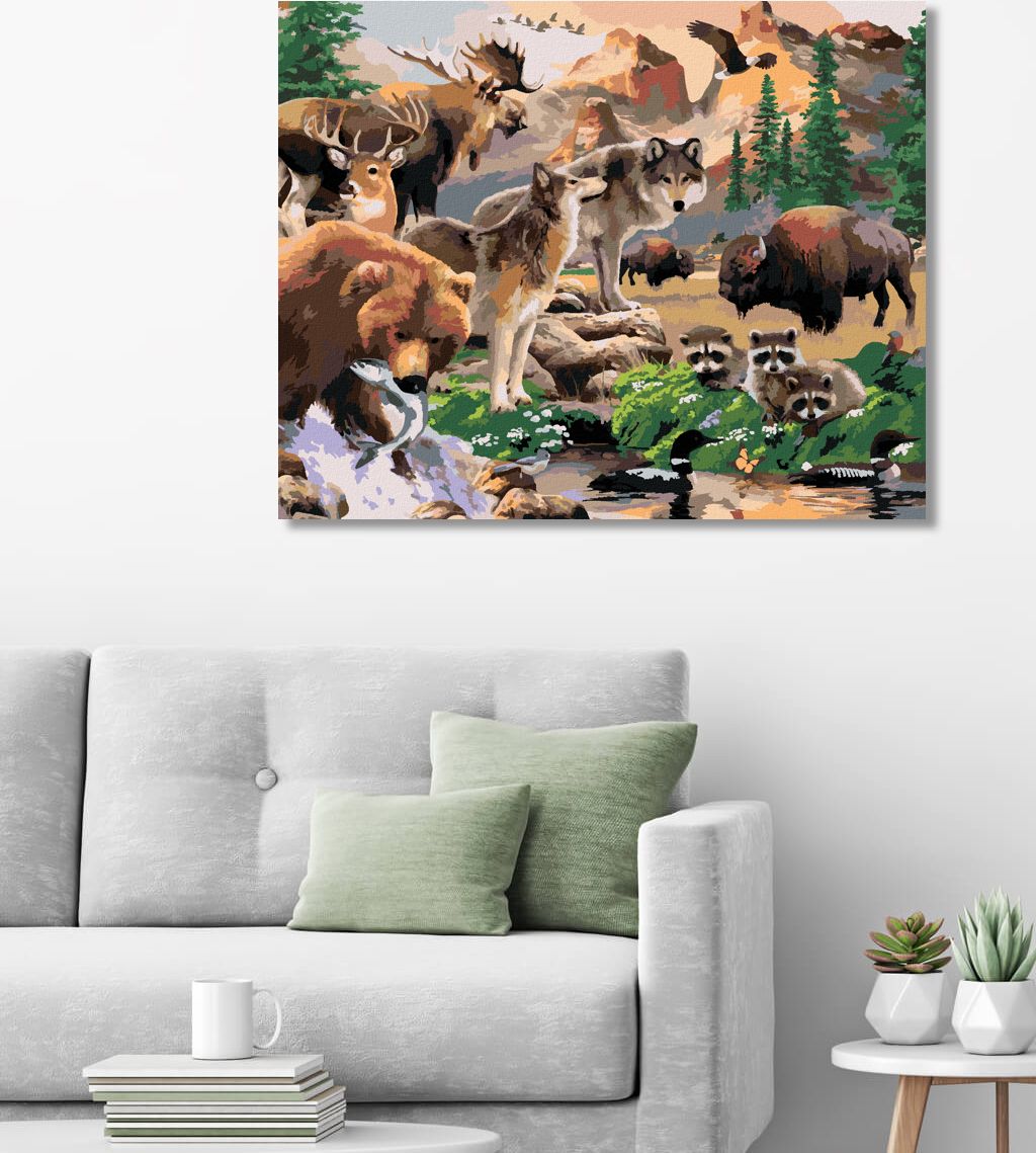 zuty Malování podle čísel - DIVOKÁ ZVÍŘATA V ÚDOLÍ (HOWARD ROBINSON) - Rozměr: 40x50 cm, Rámování: Varianta: vypnuté plátno na rám - obrázek 10