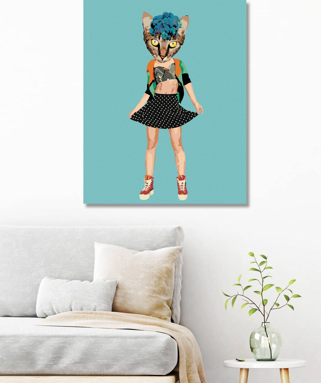 zuty Malování podle čísel - KOČKA V OBLEČENÍ A KVĚTINY - Rozměr: 40x50 cm, Rámování: Varianta: vypnuté plátno na rám - obrázek 10