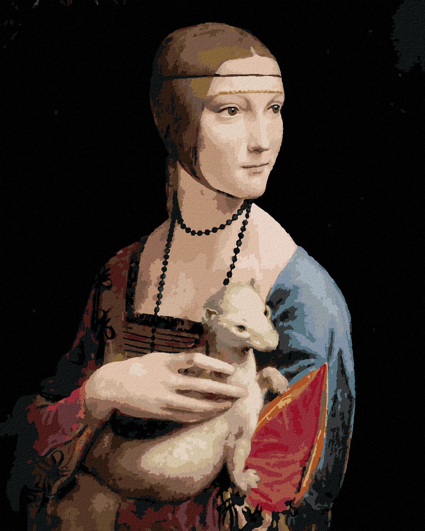 zuty Malování podle čísel - DÁMA S HRANOSTAJEM (LEONARDO DA VINCI) - Rozměr: 40x50 cm, Rámování: Varianta: bez rámu a bez vypnutí plátna - obrázek 1