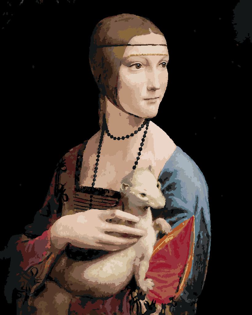 zuty Malování podle čísel - DÁMA S HRANOSTAJEM (LEONARDO DA VINCI) - Rozměr: 40x50 cm, Rámování: Varianta: bez rámu a bez vypnutí plátna - obrázek 5