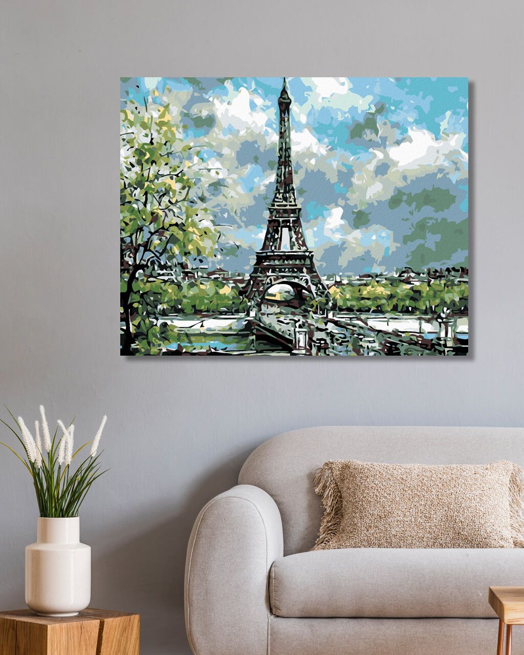 zuty Malování podle čísel - EIFFELOVKA S JARNÍMI STROMY - Rozměr: 40x50 cm, Rámování: Varianta: bez rámu a bez vypnutí plátna - obrázek 5