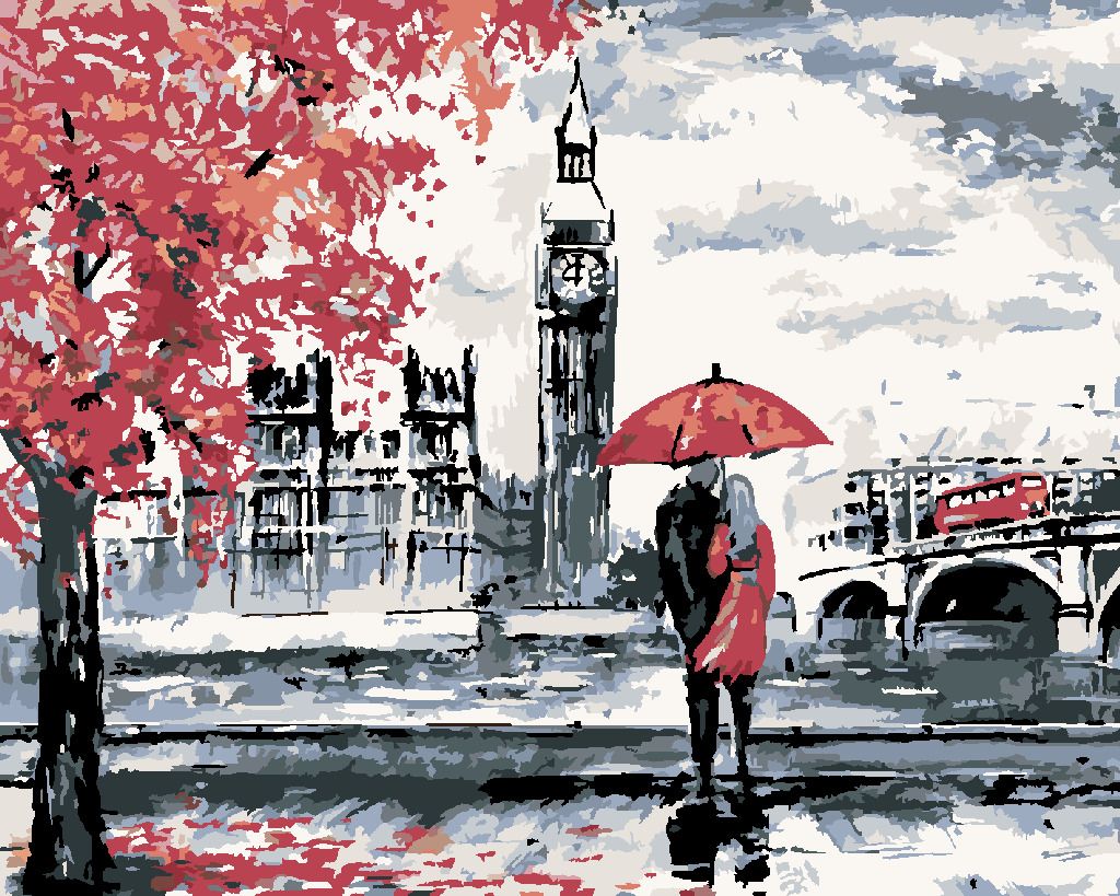 zuty Malování podle čísel - MILENCI A BIG BEN - Rozměr: 40x50 cm, Rámování: Varianta: vypnuté plátno na rám - obrázek 6
