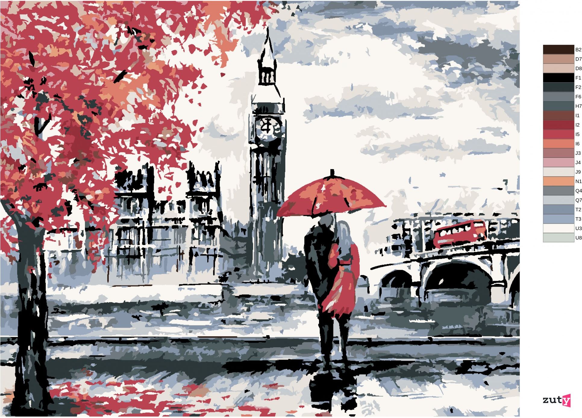 zuty Malování podle čísel - MILENCI A BIG BEN - Rozměr: 40x50 cm, Rámování: Varianta: vypnuté plátno na rám - obrázek 9