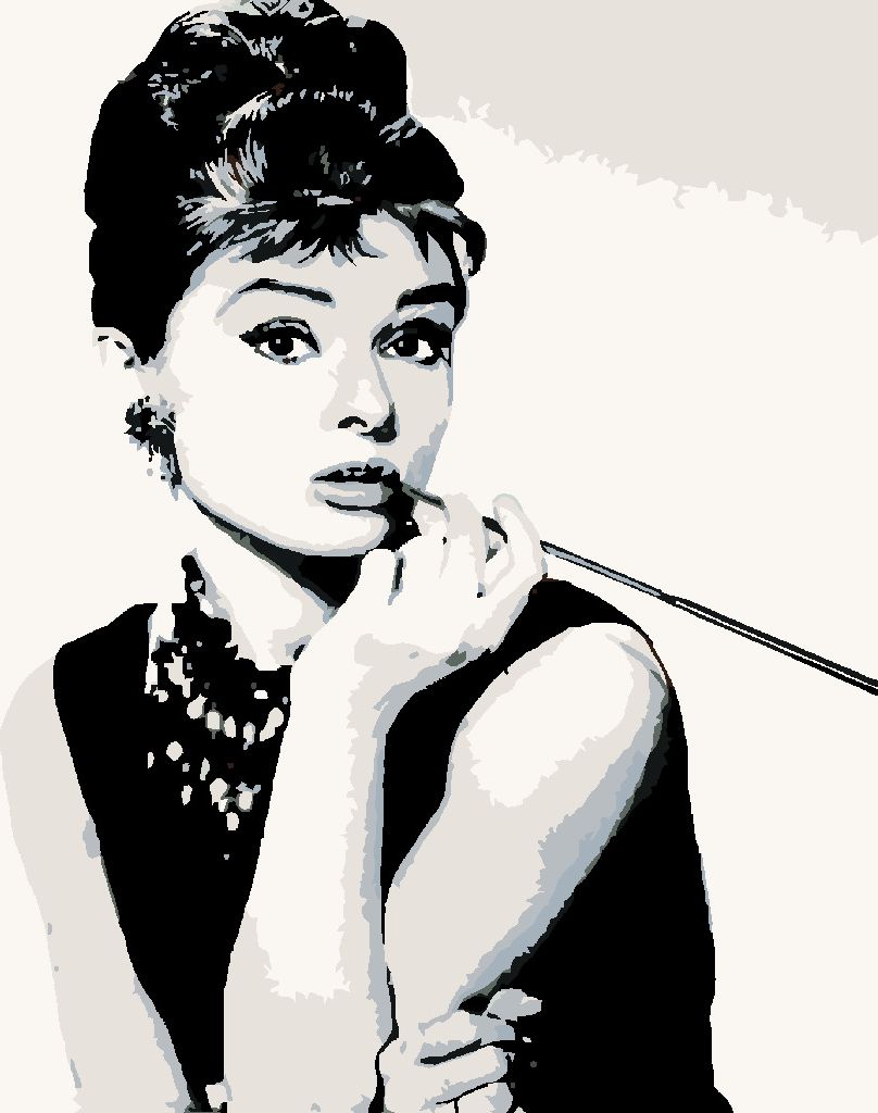 zuty Malování podle čísel - AUDREY HEPBURN ČERNOBÍLÁ - Rozměr: 40x50 cm, Rámování: Varianta: vypnuté plátno na rám - obrázek 3