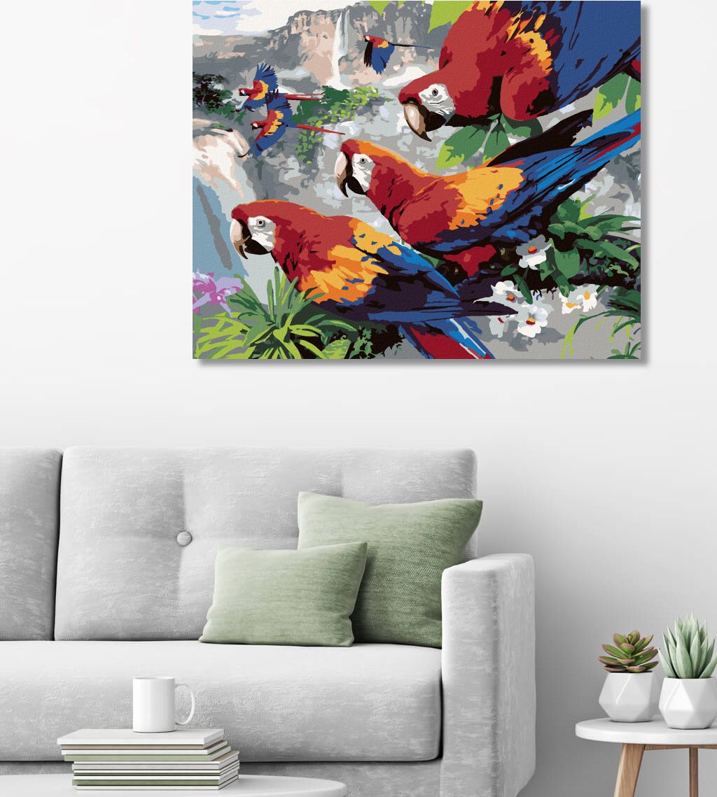 zuty Malování podle čísel - PAPOUŠCI NA VĚTVI NAD VODOPÁDEM (HOWARD ROBINSON) - Rozměr: 40x50 cm, Rámování: Varianta: bez rámu a bez vypnutí plátna - obrázek 7