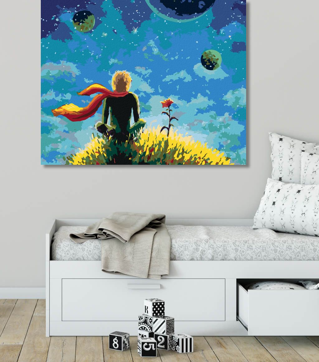 zuty Malování podle čísel - MALÝ PRINC A JEHO RŮŽE - Rozměr: 40x50 cm, Rámování: Varianta: vypnuté plátno na rám - obrázek 6