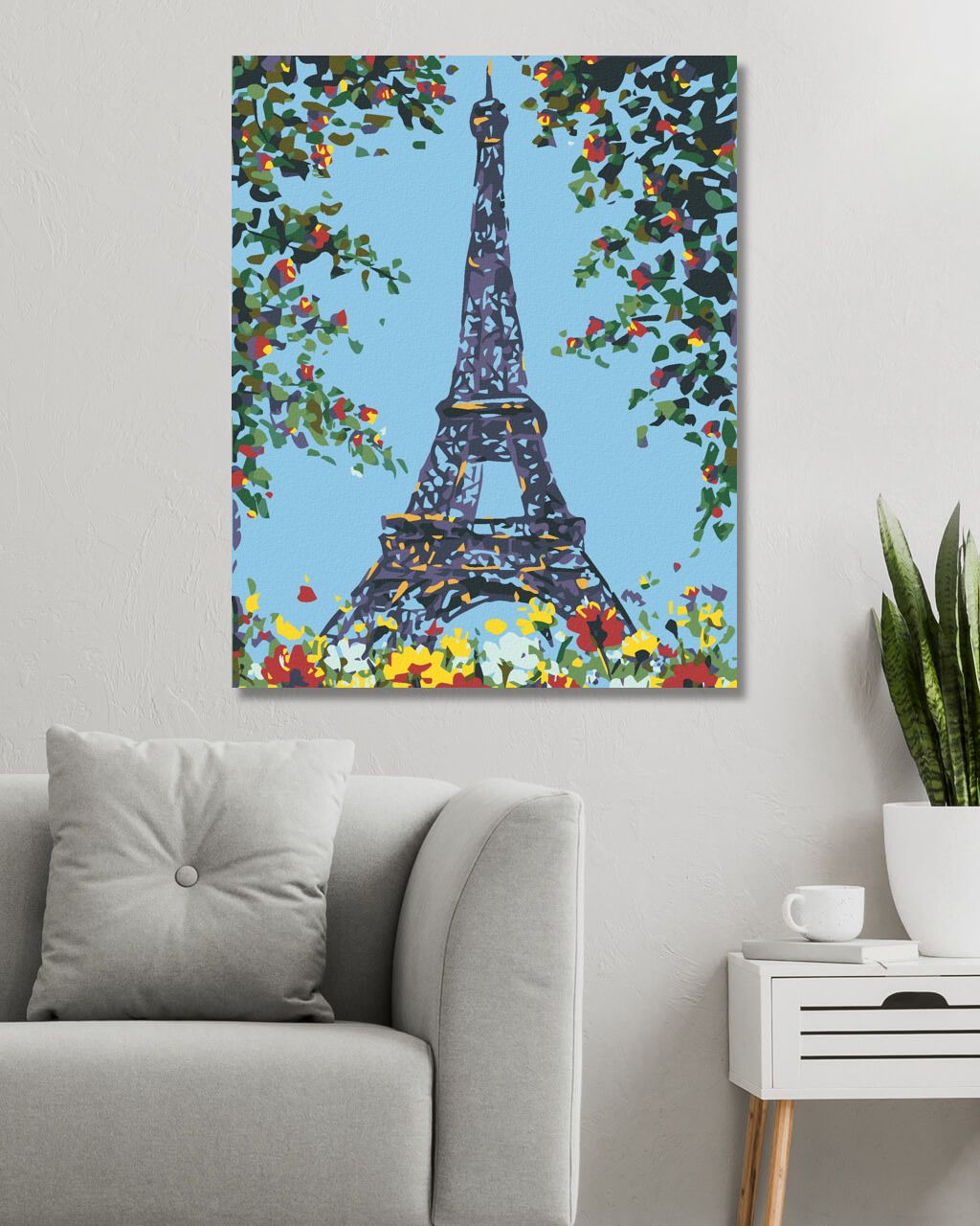 zuty Malování podle čísel - KVĚTINOVÁ EIFFELOVA VĚŽ - Rozměr: 40x50 cm, Rámování: Varianta: bez rámu a bez vypnutí plátna - obrázek 2