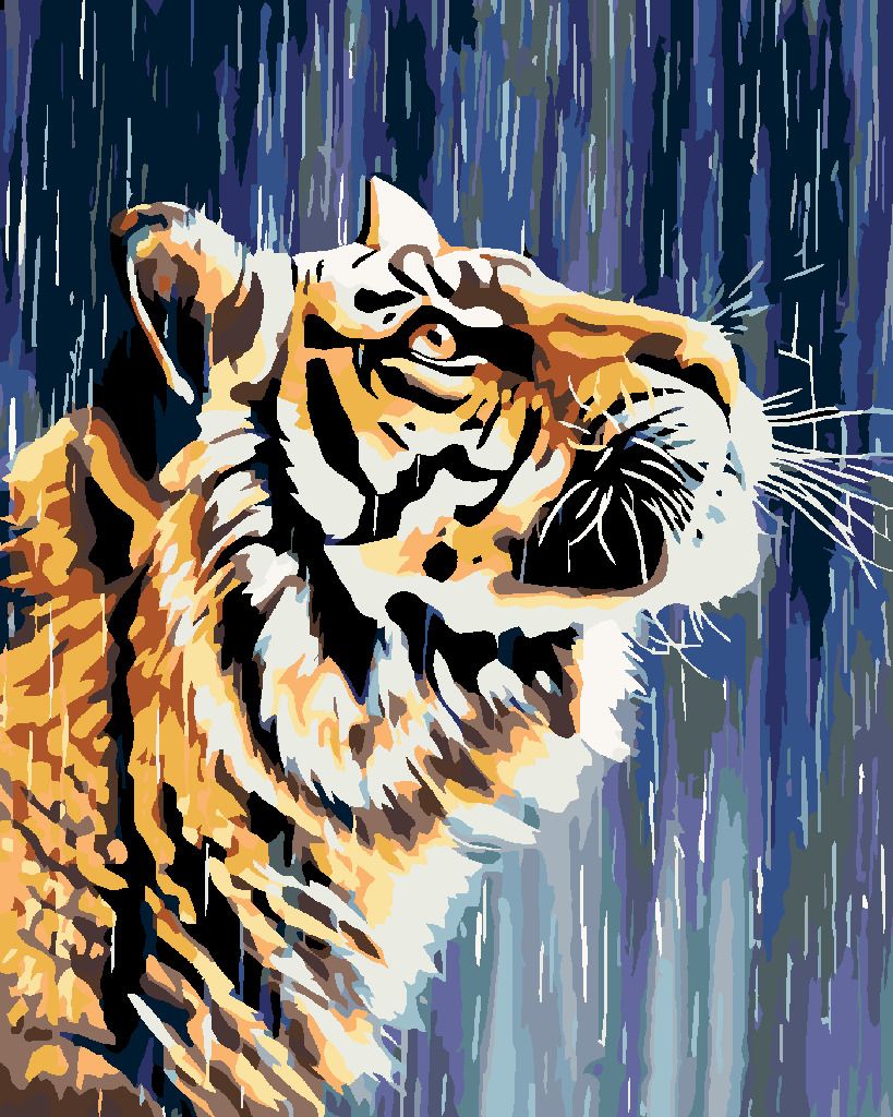 zuty Malování podle čísel - TYGR U VODOPÁDU - Rozměr: 40x50 cm, Rámování: Varianta: bez rámu a bez vypnutí plátna - obrázek 5