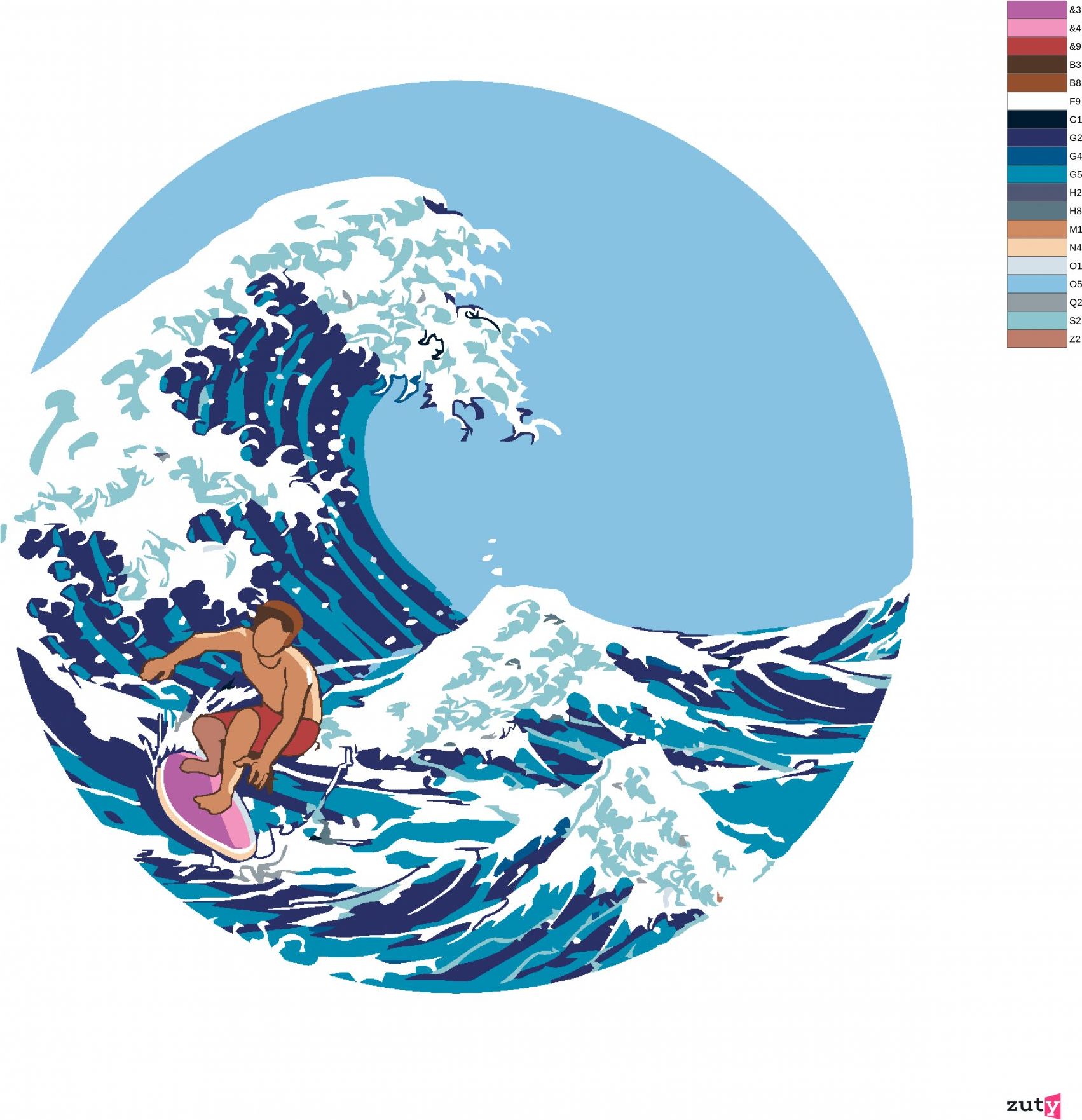 zuty Malování podle čísel - MUŽ NA VLNĚ - INSPIRACE KACUŠIKA HOKUSAI - Rozměr: 40x50 cm, Rámování: Varianta: bez rámu a bez vypnutí plátna - obrázek 9