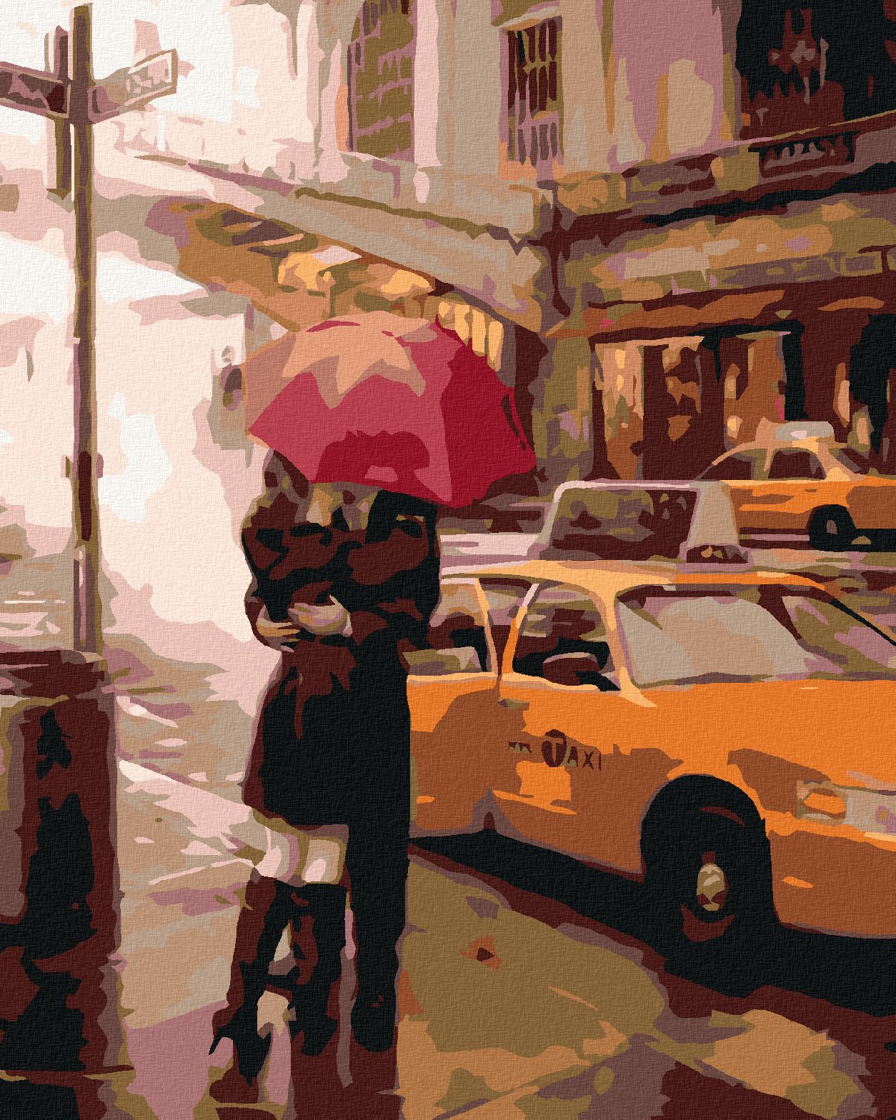zuty Malování podle čísel - LOUČENÍ U TAXI - Rozměr: 40x50 cm, Rámování: Varianta: bez rámu a bez vypnutí plátna - obrázek 1