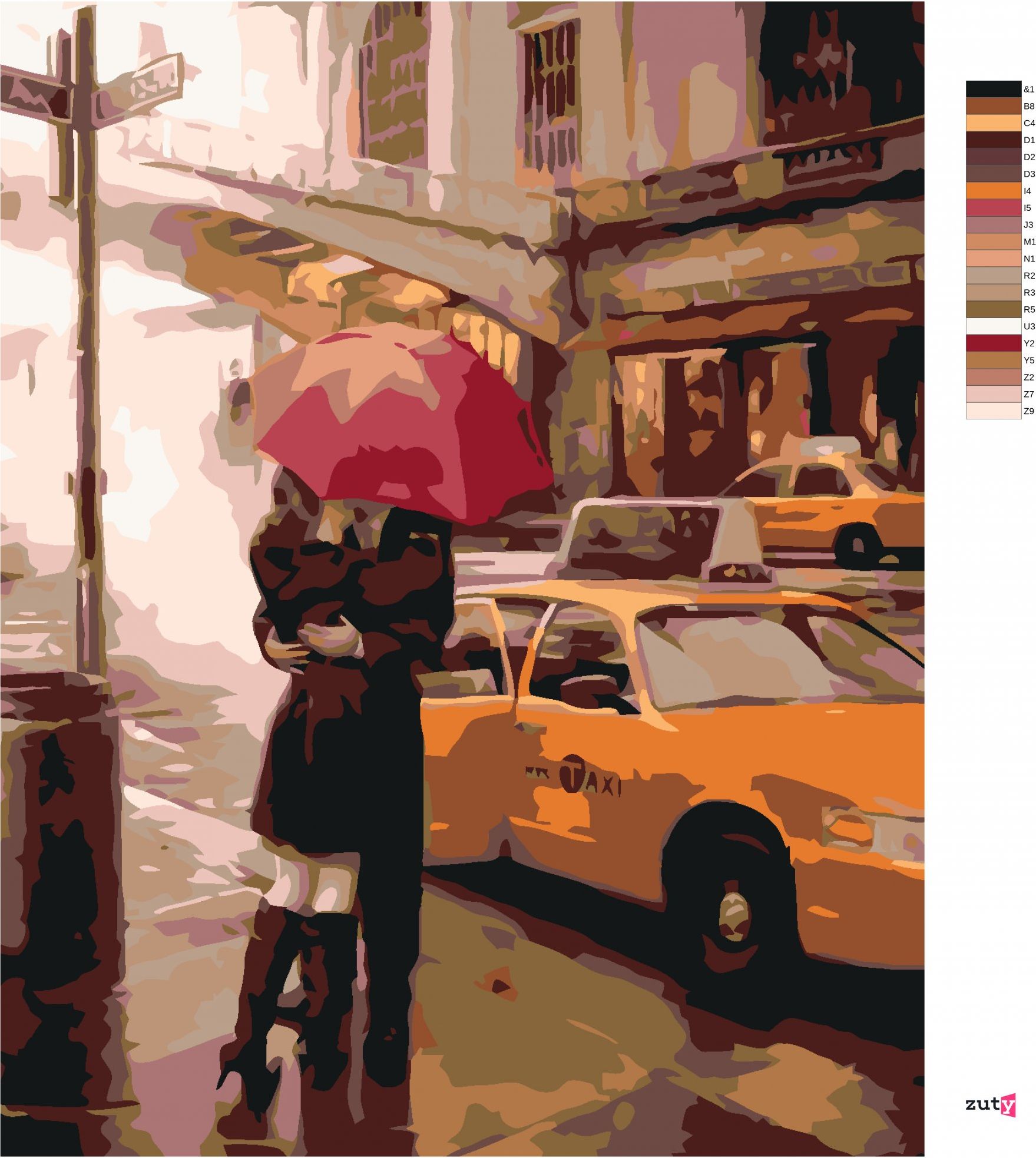 zuty Malování podle čísel - LOUČENÍ U TAXI - Rozměr: 40x50 cm, Rámování: Varianta: vypnuté plátno na rám - obrázek 2