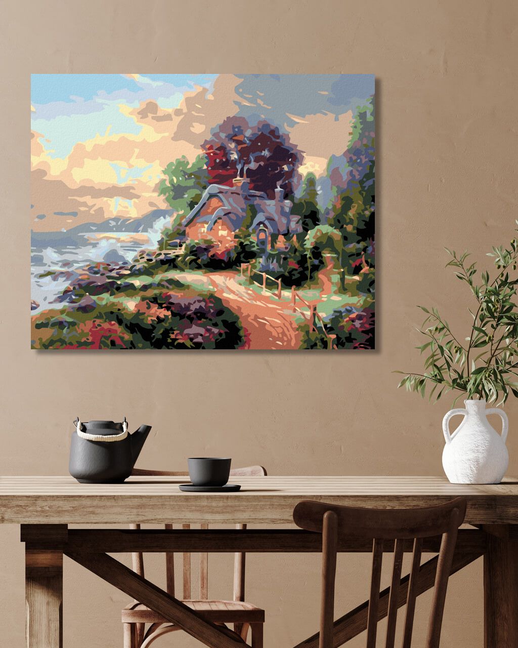 zuty Malování podle čísel - CHALOUPKA V ZAHRADĚ NA POBŘEŽÍ - Rozměr: 40x50 cm, Rámování: Varianta: bez rámu a bez vypnutí plátna - obrázek 3