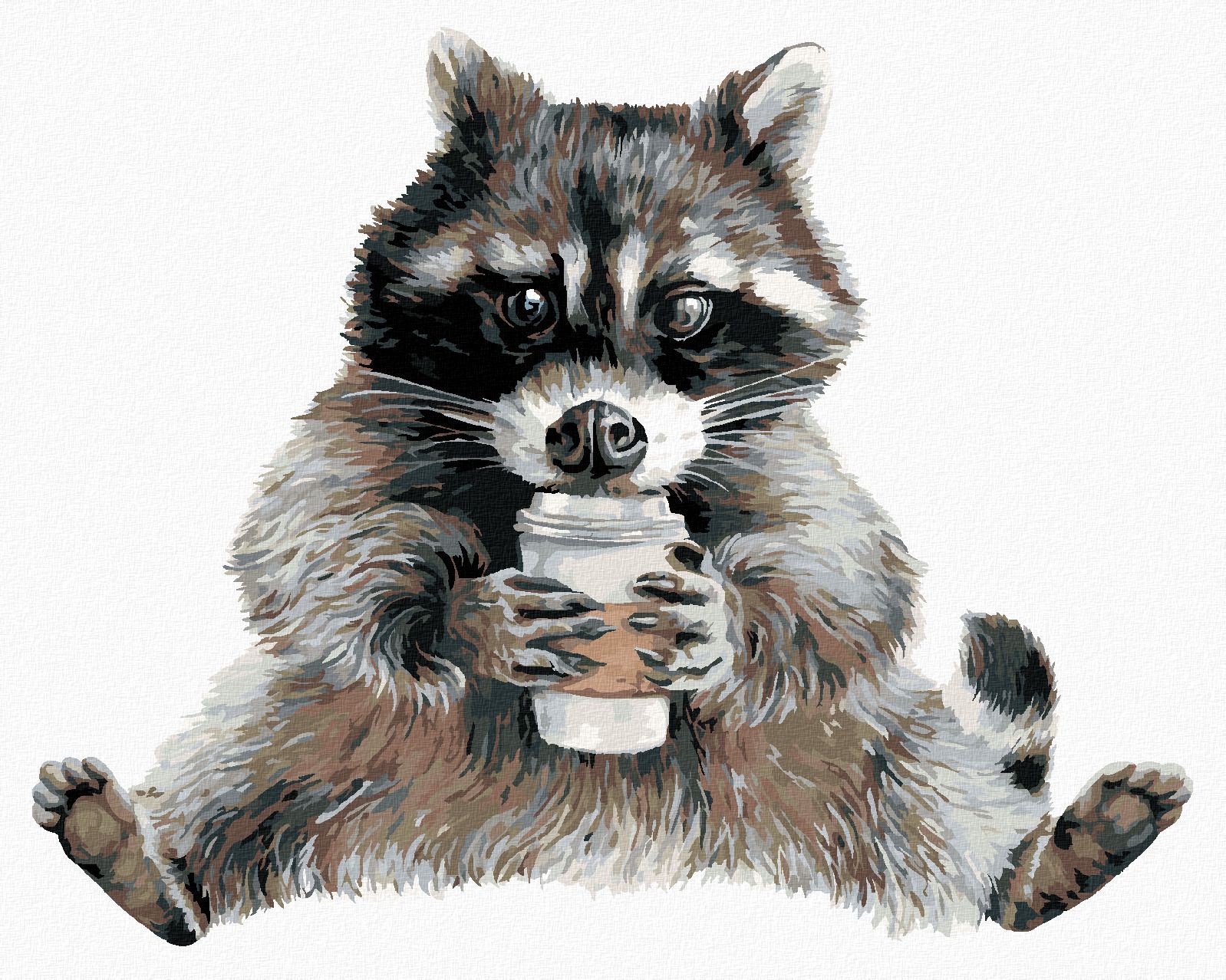 zuty Malování podle čísel - MÝVAL A KÁVA (HOLLY SIMENTAL) - Rozměr: 40x50 cm, Rámování: Varianta: vypnuté plátno na rám - obrázek 1