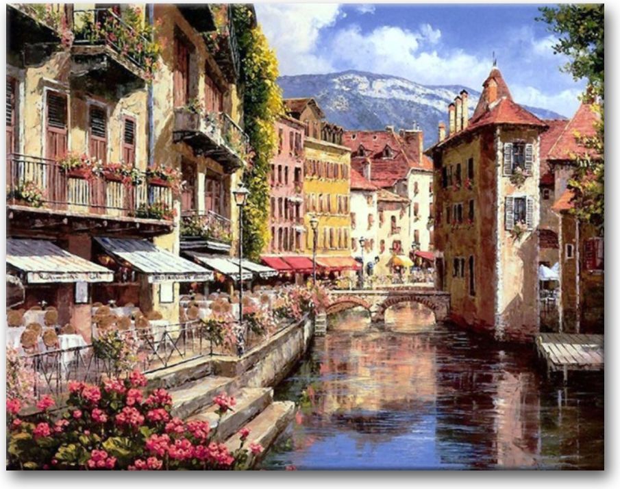 zuty Malování podle čísel - MĚSTO NA ŘECE - Rozměr: 40x50 cm, Rámování: Varianta: bez rámu a bez vypnutí plátna - obrázek 4