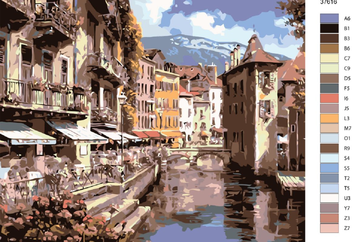 zuty Malování podle čísel - MĚSTO NA ŘECE - Rozměr: 40x50 cm, Rámování: Varianta: bez rámu a bez vypnutí plátna - obrázek 9