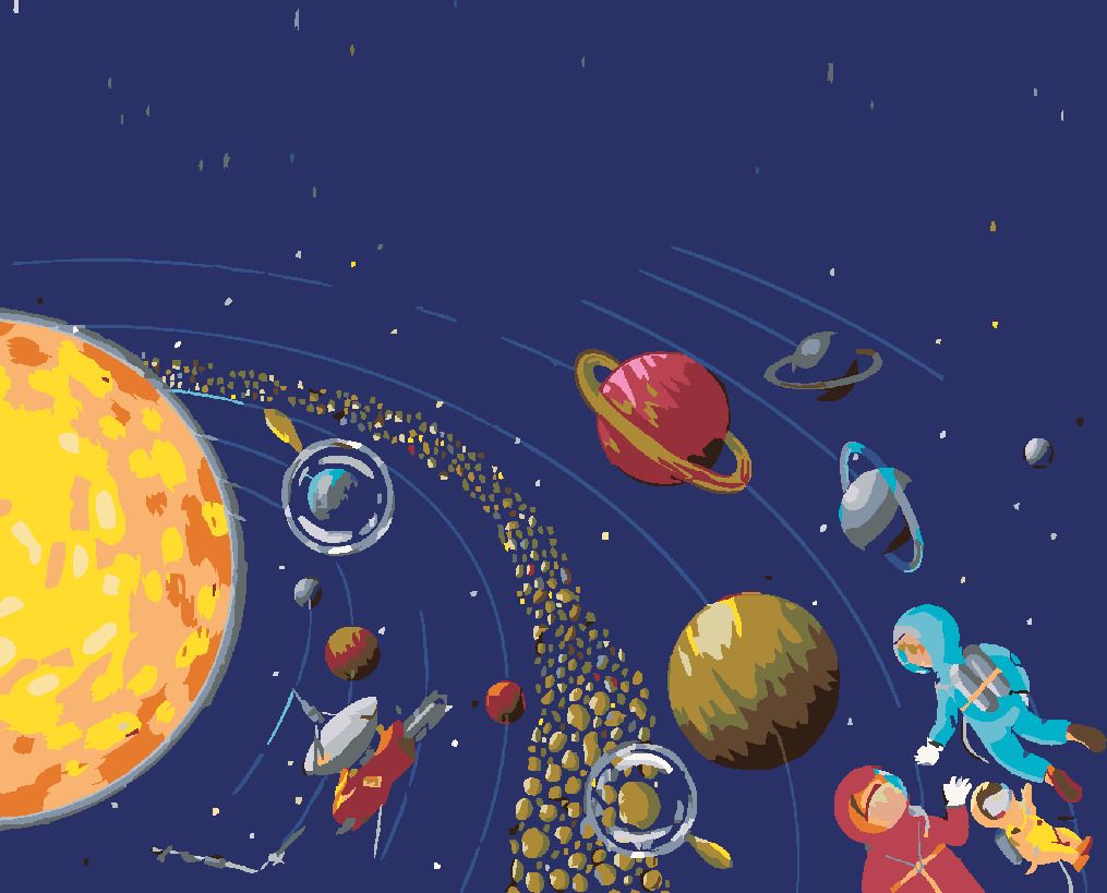 zuty Malování podle čísel - VESMÍR A KOSMONAUTI - Rozměr: 40x50 cm, Rámování: Varianta: vypnuté plátno na rám - obrázek 4