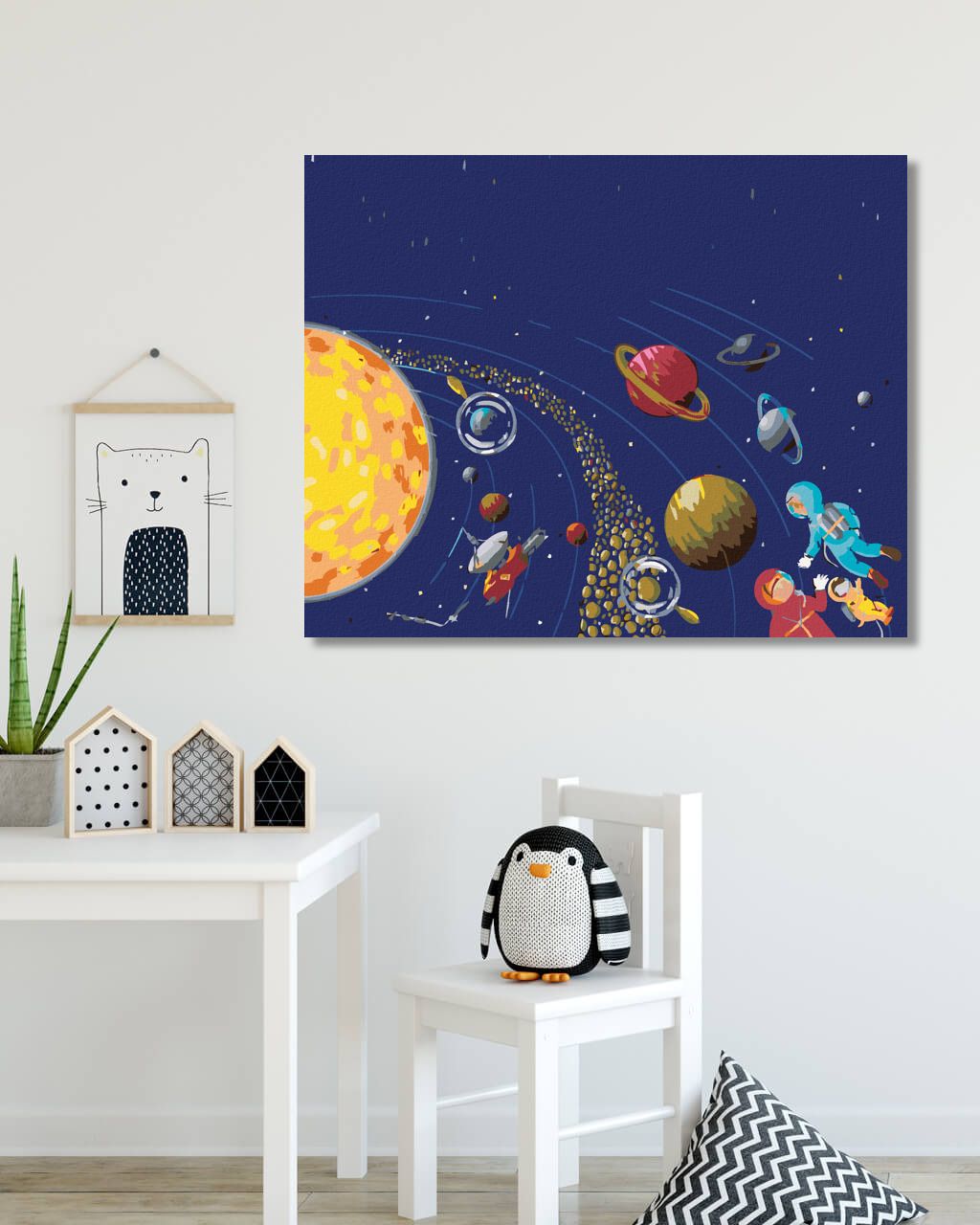 zuty Malování podle čísel - VESMÍR A KOSMONAUTI - Rozměr: 40x50 cm, Rámování: Varianta: vypnuté plátno na rám - obrázek 8