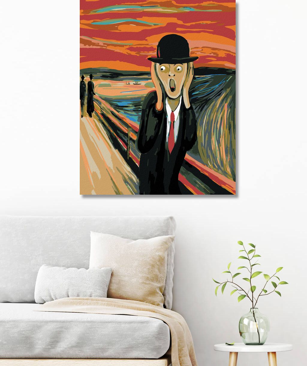 zuty Malování podle čísel - VÝKŘIK A KLOBOUK - INSPIRACE E. MUNCH - Rozměr: 40x50 cm, Rámování: Varianta: bez rámu a bez vypnutí plátna - obrázek 7