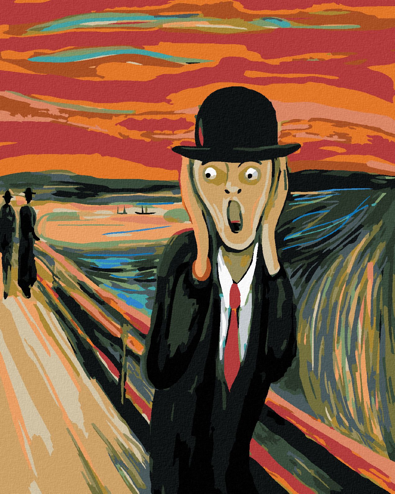 zuty Malování podle čísel - VÝKŘIK A KLOBOUK - INSPIRACE E. MUNCH - Rozměr: 40x50 cm, Rámování: Varianta: vypnuté plátno na rám - obrázek 1