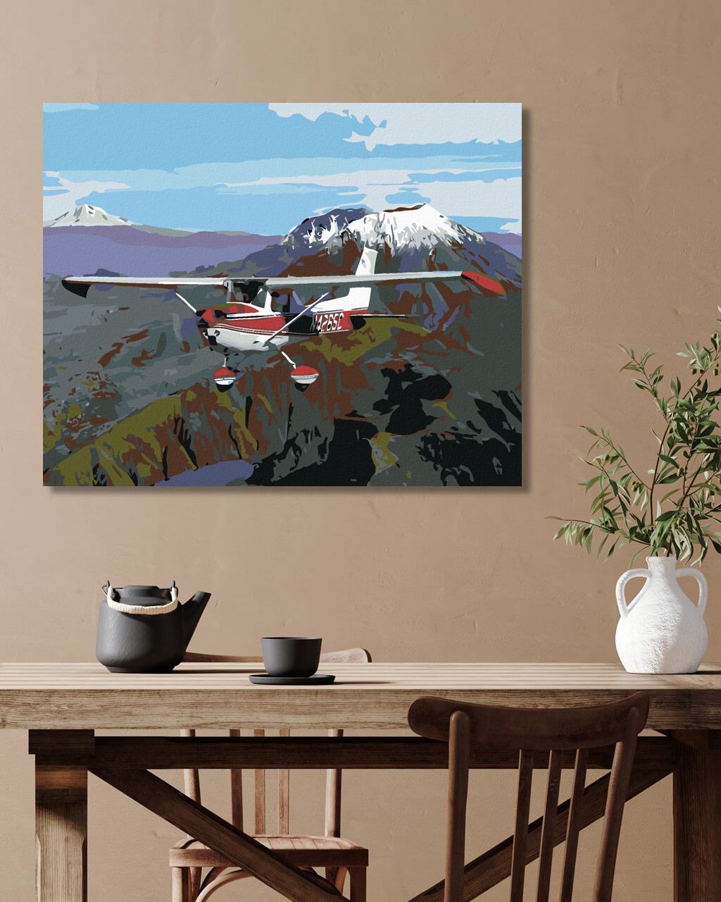 zuty Malování podle čísel - LETADLO NAD SOPKOU - Rozměr: 40x50 cm, Rámování: Varianta: vypnuté plátno na rám - obrázek 6