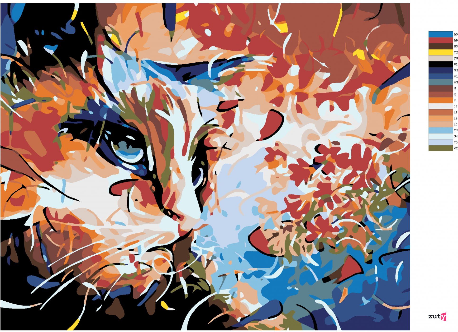 zuty Malování podle čísel - KOČIČÍ ABSTRAKCE - Rozměr: 40x50 cm, Rámování: Varianta: vypnuté plátno na rám - obrázek 7