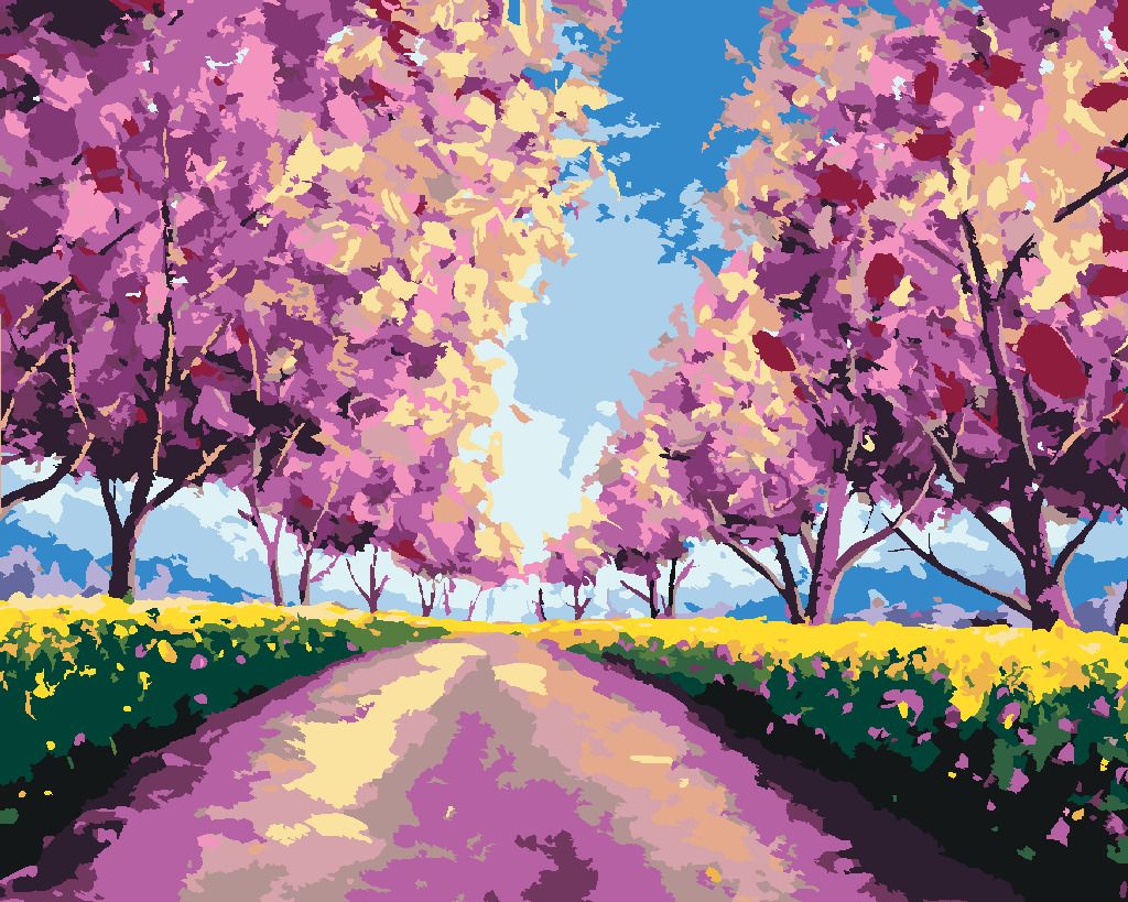 zuty Malování podle čísel - SAKURY NA POLNÍ CESTĚ - Rozměr: 40x50 cm, Rámování: Varianta: vypnuté plátno na rám - obrázek 7